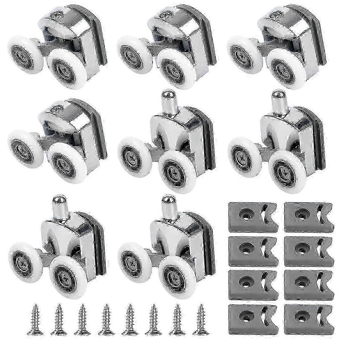 8 عبوات من بكرات باب الدش المنحنية ، عجلات الباب الزجاجي البديلة لحاوية دش الحمام