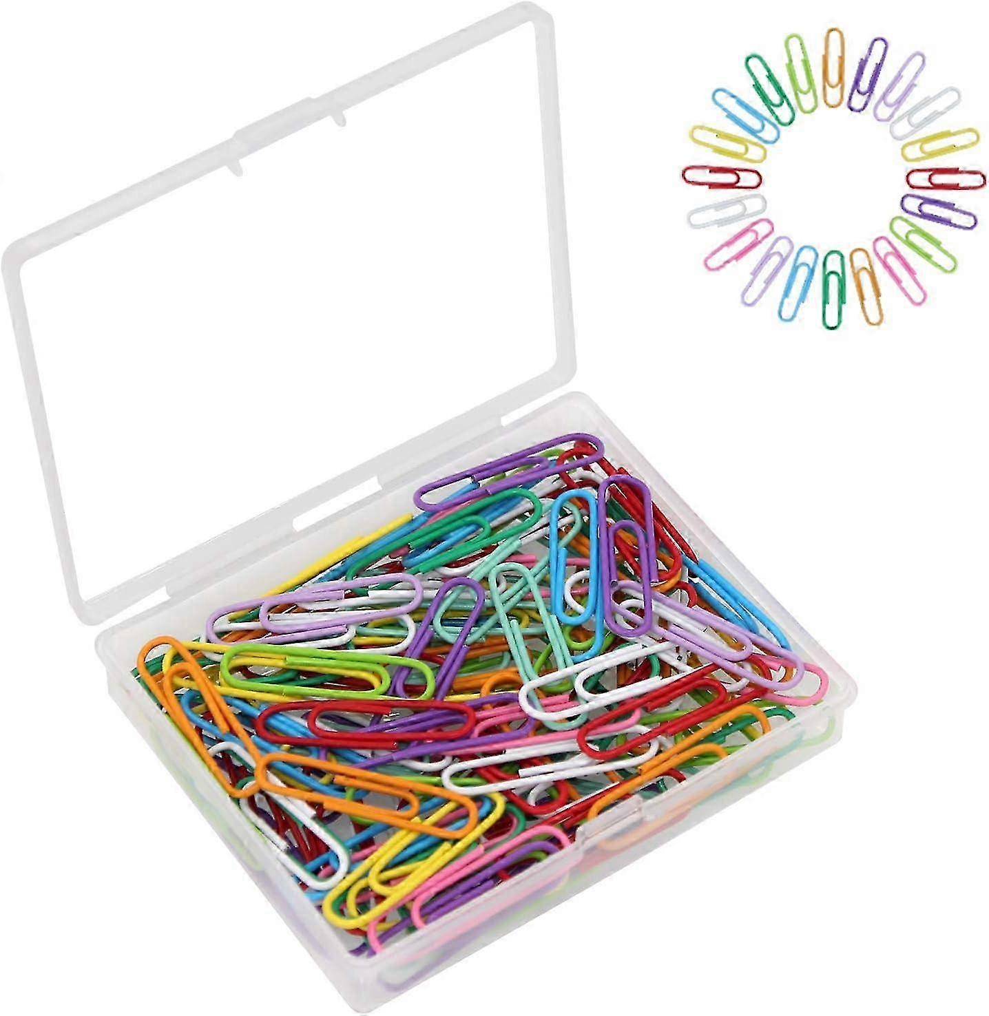 100pcs Paper Clips, Multicoloured Design, Convenient Storage in Plastic Box 2025