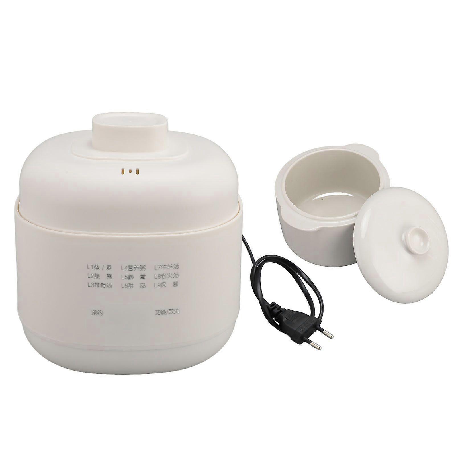 Mini Electric Stew Pot 200W 1L Ceramic Soup Porridge Cooker Anti Dry Burn Small Slow Cooker with Timer Lid for Home Kitchen EU Plug 220V