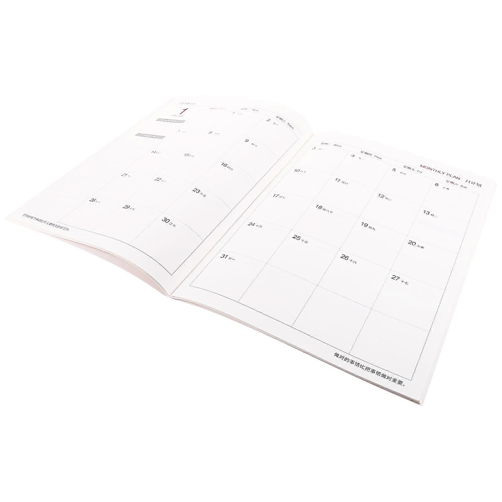 Calendar Planner 3Pcs Paper Notebook for Daily Use Portable Pink