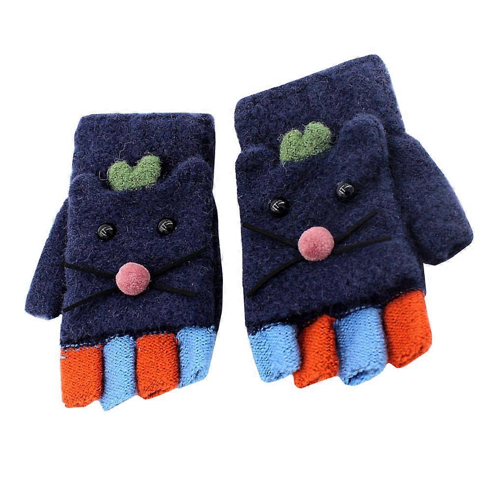 Knitted Kids Gloves Outdoor Warm Gloves for Winter 2Pairs