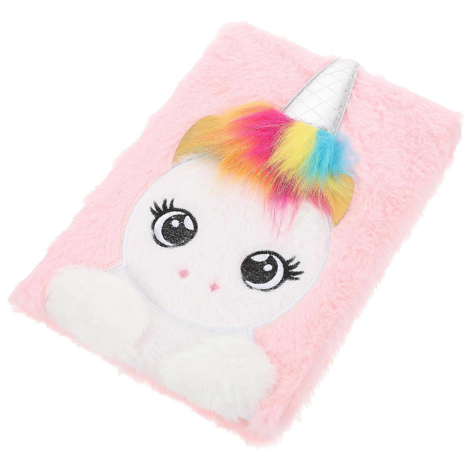 Adorable Pink Unicorn Plush Notebook for Daily Use Diary