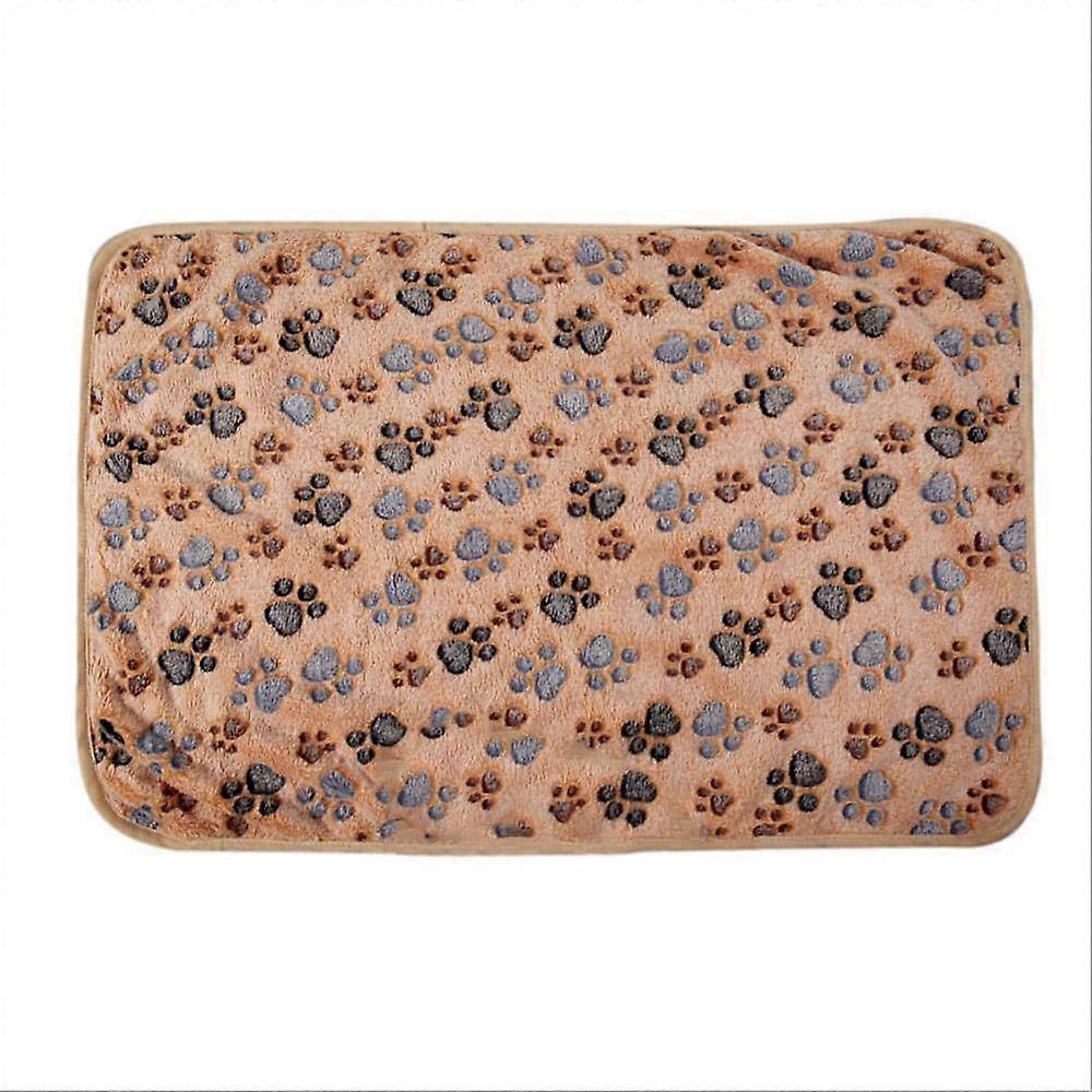Cat Blankets Brown Pet Bed Blanket Soft Warm Paw Print Design Puppy Bed Blanket Sofa Cushion 4 Pieces Size S