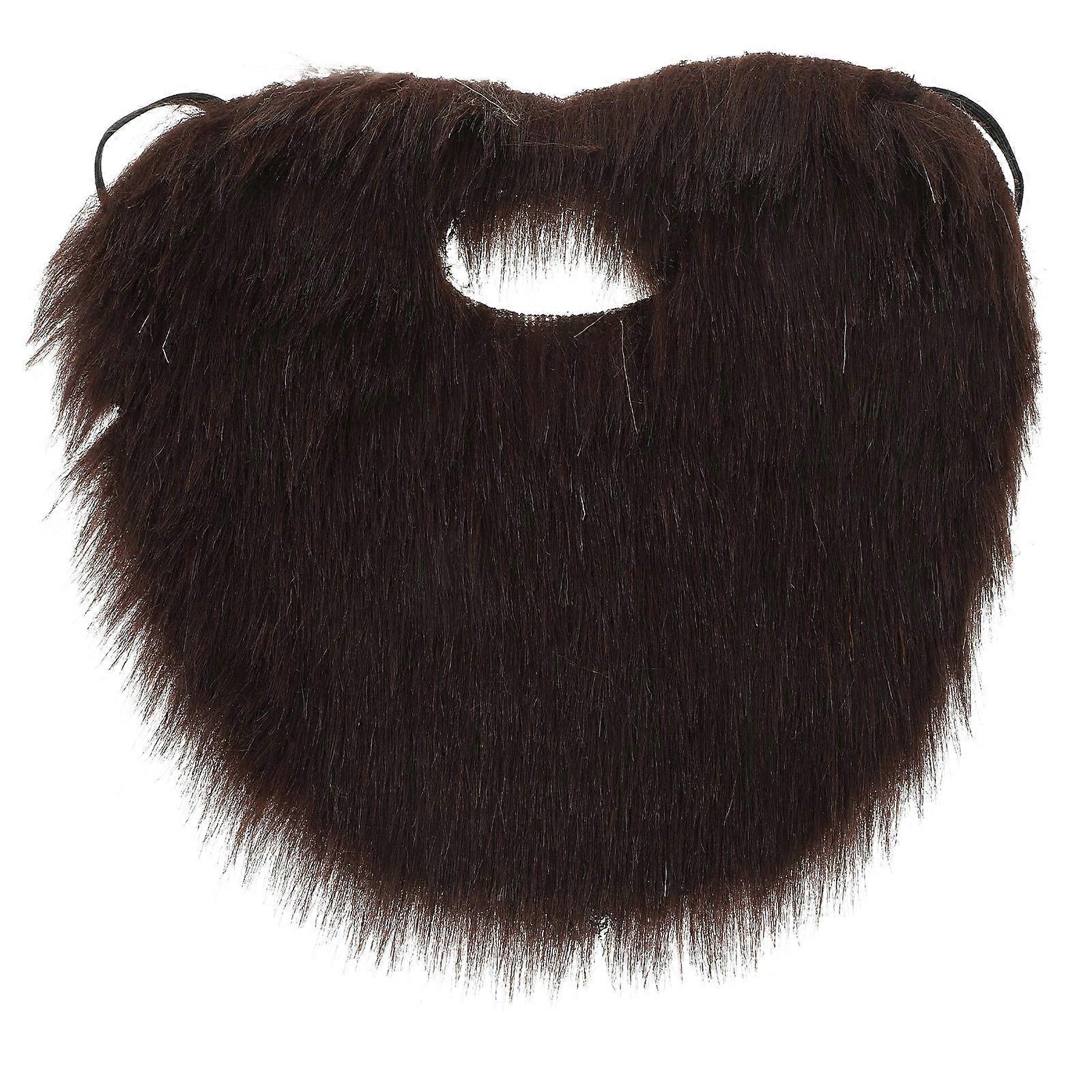 Party Fake Beard Simulated Mustache Realistic Design for Adults Cosplay Brown Easy to Use 1Set
