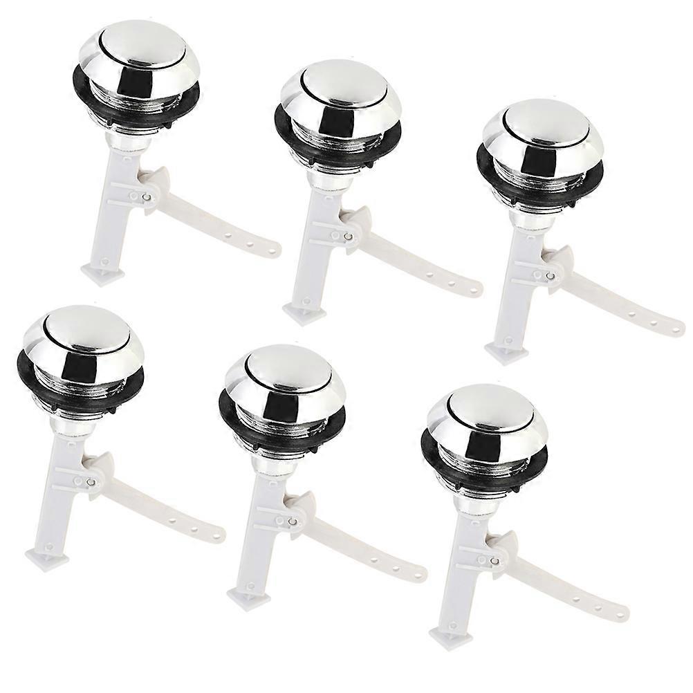 Toilet Button Press Single Flush Toilet Button Round Shape Abs Material For Office Use 11.5x7x4.5cm Flush 6Pcs