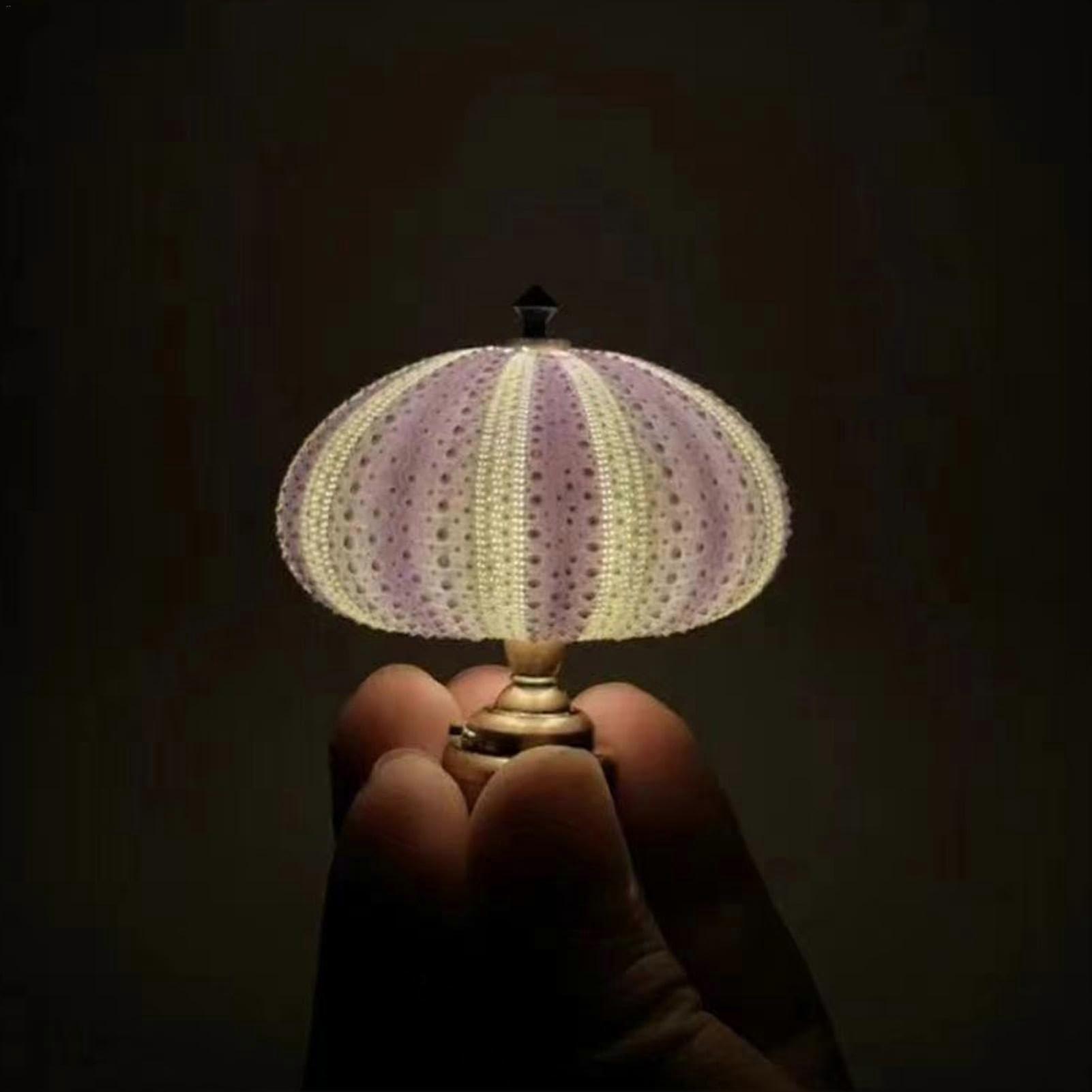 Sea Urchin Night Light, Beach Themed Shell Lamp, Mini Table Lamp, LED Desk Ornament, Sea Atmosphere Lamp, 1 PCS