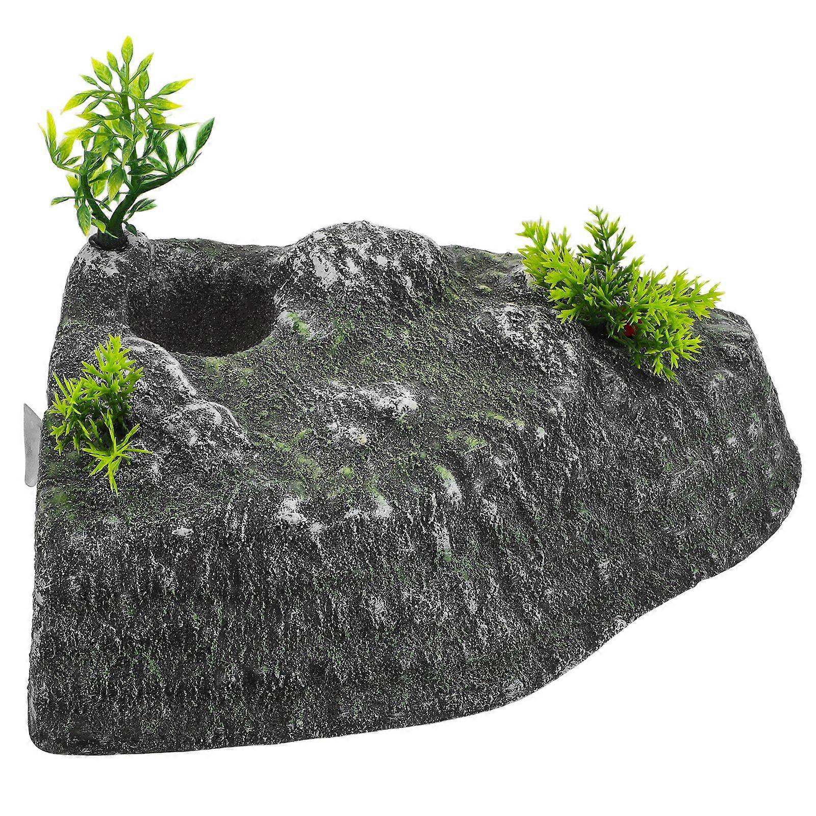 Tortoise Resting Platform: Realistic Rock Platform With Climbing Ramp Landscaping Decoration For Turtle Habitat Reptiles Pet
