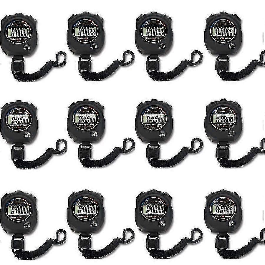 12 Pack Digital Stopwatch Timer with Large Display Time Date Alarm