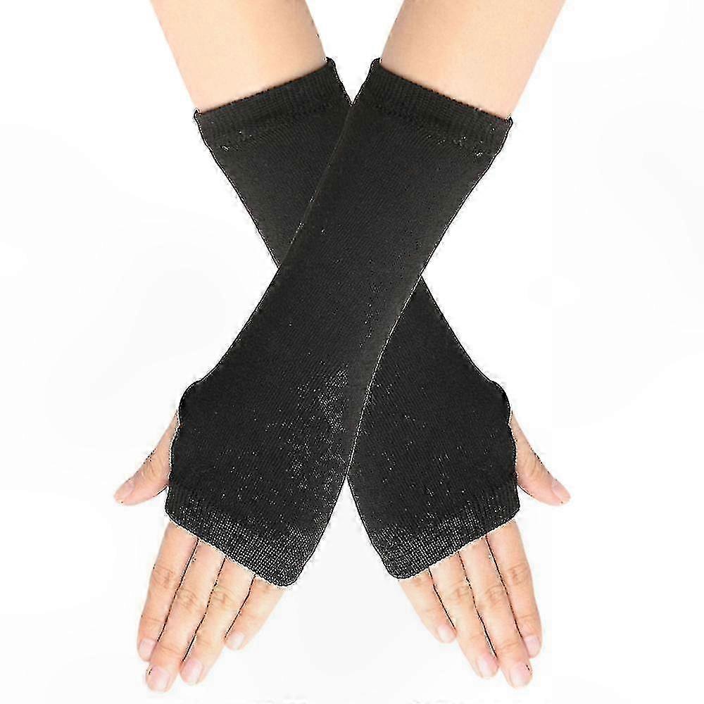 Pair of Knitted Wrist Warmers with Finger Holes Long Cuff Design for Cold Weather Comfort Unisex Stylish Accessory Solution