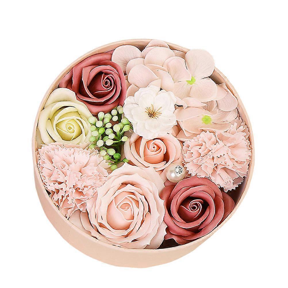 Round Gift Box Soap Flower Gift for Decoration Use 1Pcs Pink