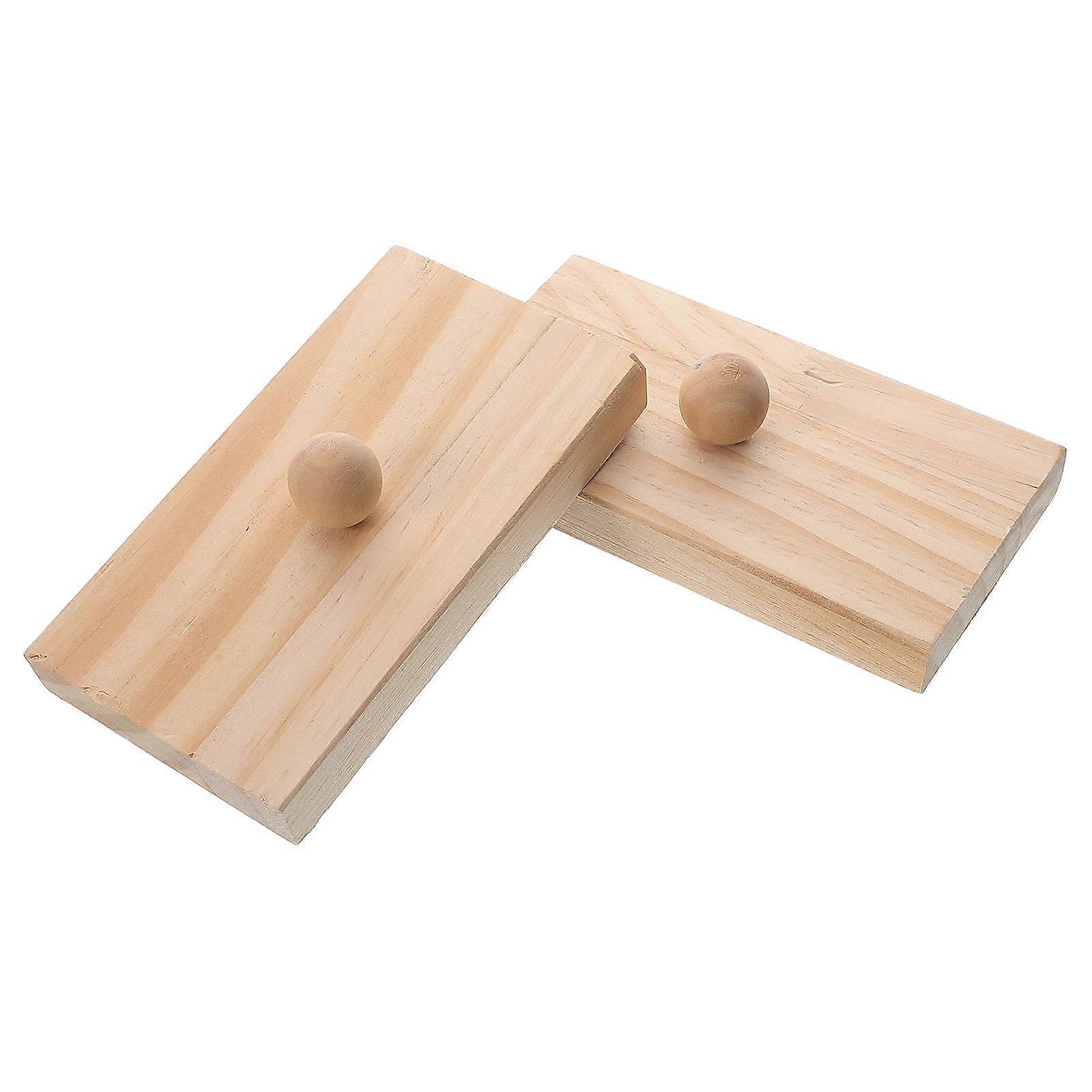 Percussion Instrument Castanet for Education 2Pairs Wooden Sand Block Toys