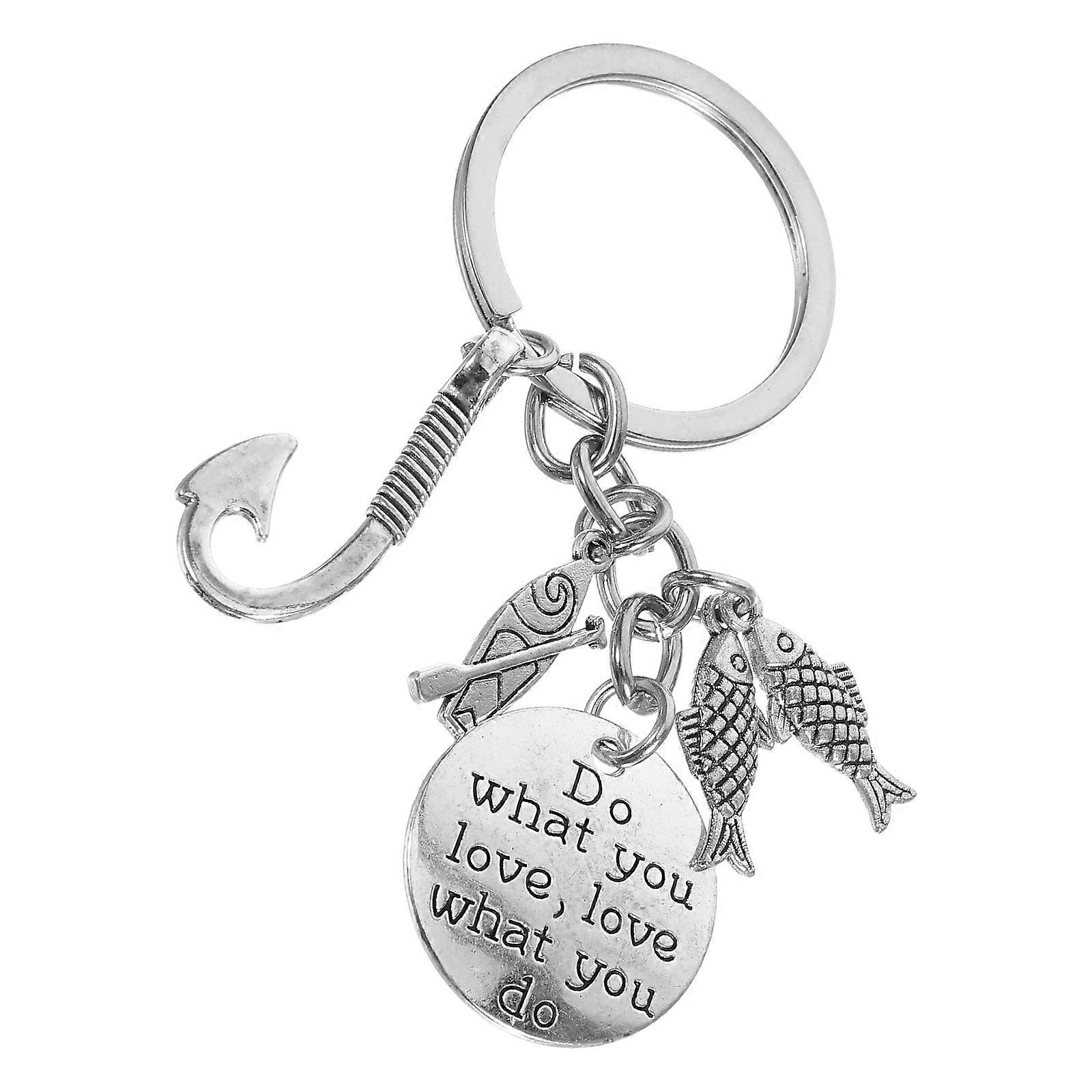 Fish Pendant Keychain for Key Use 2Pcs Zinc Alloy Silver Creative Hook