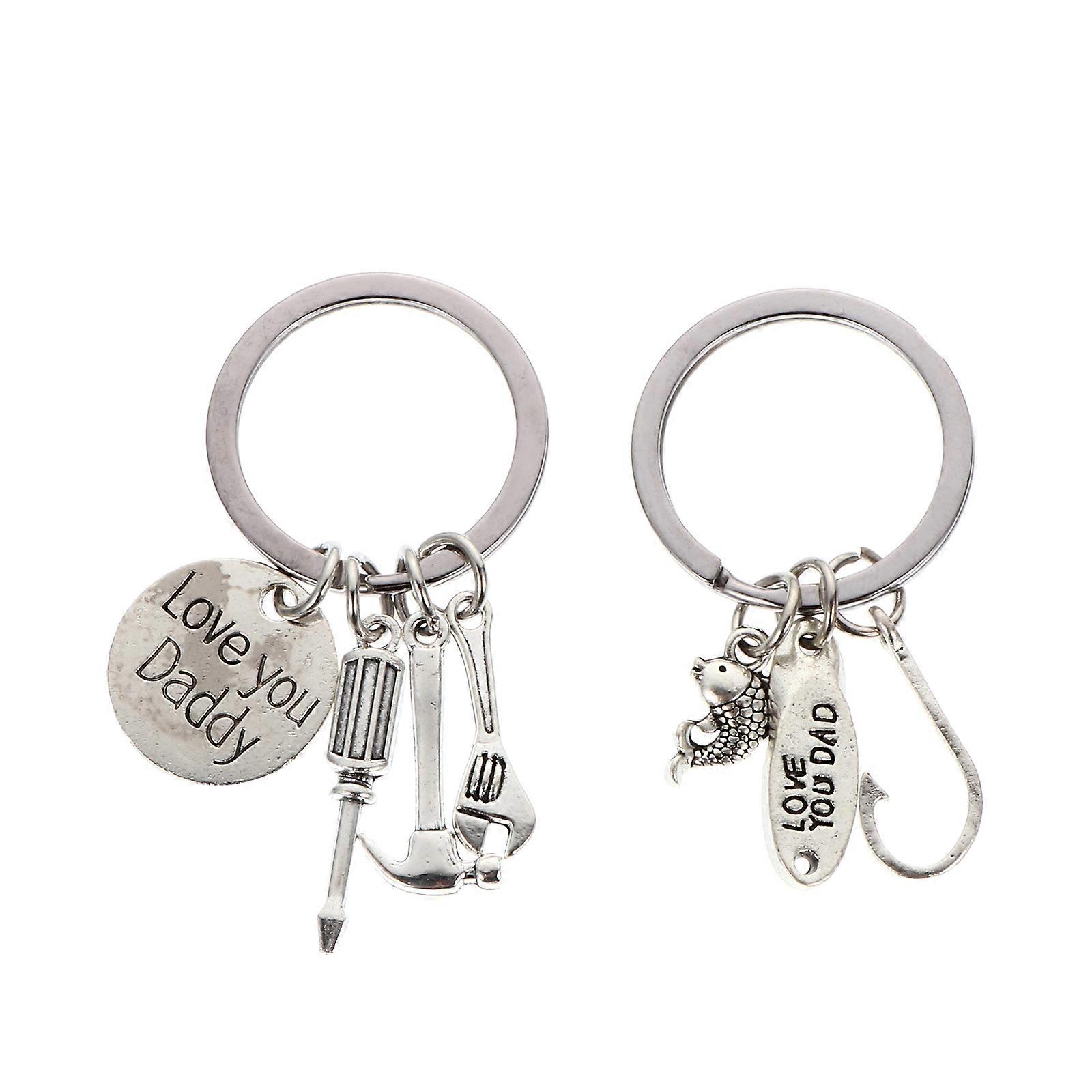 Car Parts Key Chains Zinc Alloy Key Ring for Decor 2Pcs Father's Day