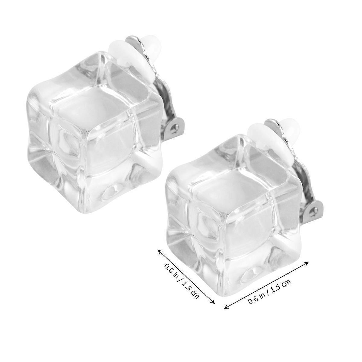 Square Earbob Ice Cube Earring for Decoration 1Pcs Stud