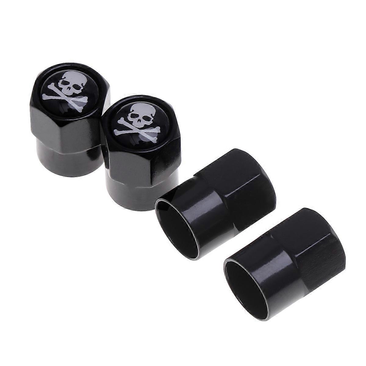 12Pcs Auto Tyre Cap Skull Pattern for Car Use in Black Color