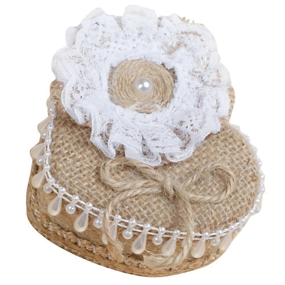 3Pcs Rustic Engagement Ring Box Linen Covered for Wedding Ceremony