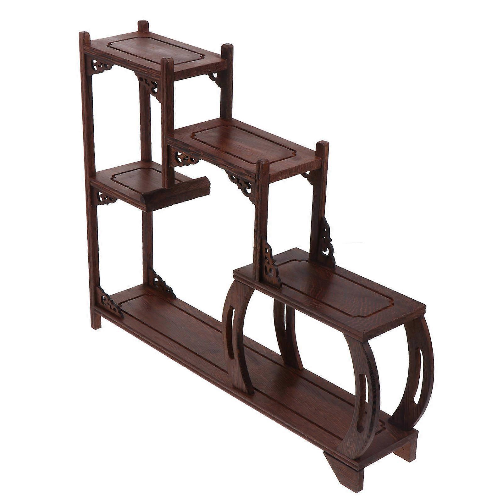 Curio Display Stand Antique Shelf for Home Decor 2Pcs Wooden Display Rack