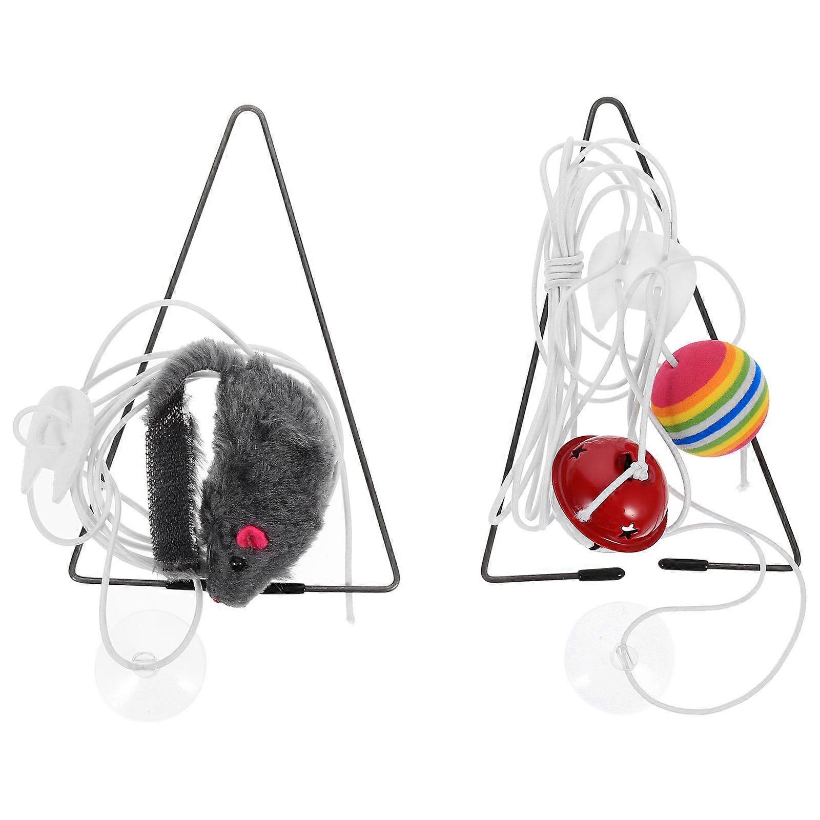 Cat Teasing Toys Hanging Cat Wand Toys for Door Use 8Sets Pack