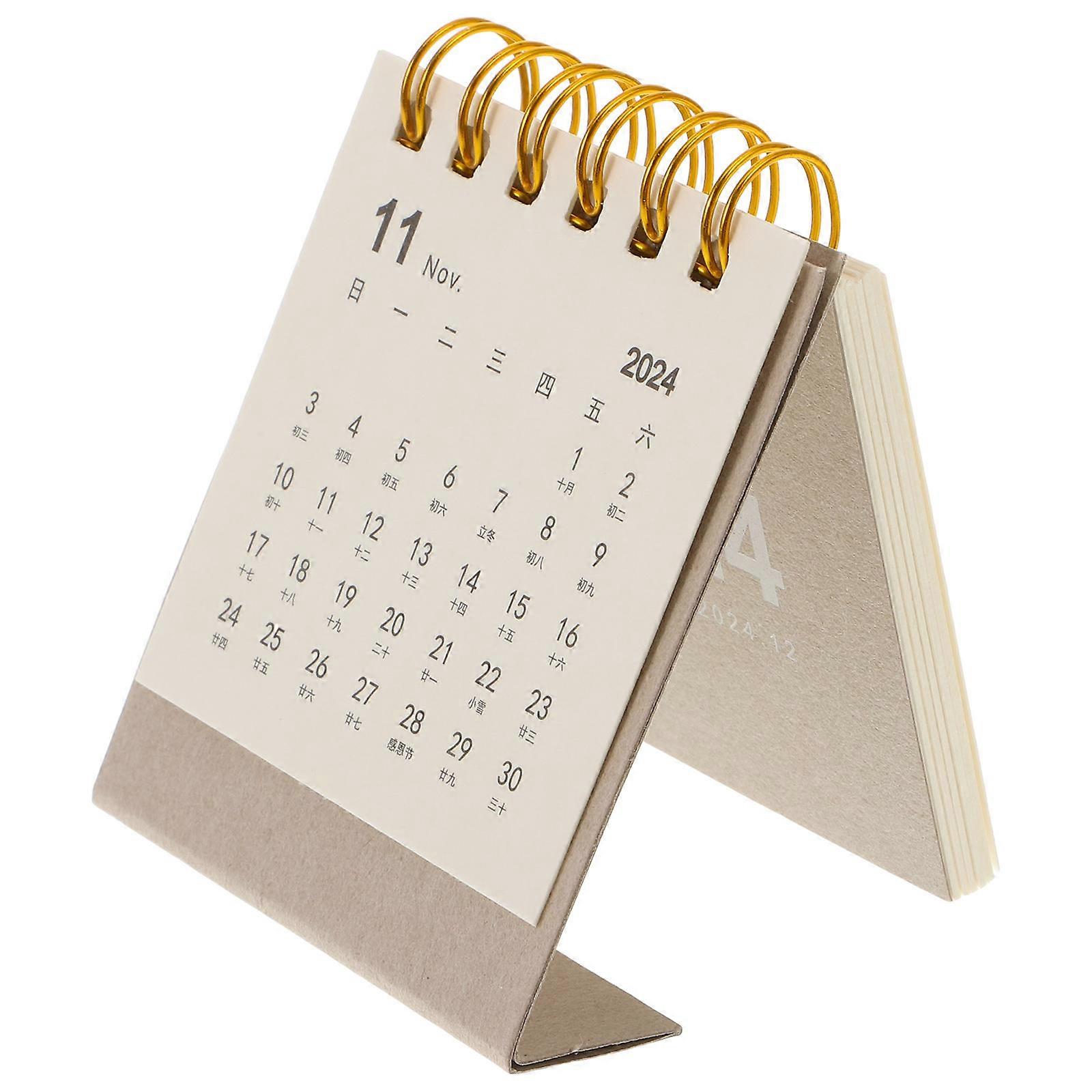 Delicate Month Calendar 5Pcs Convenient Standing Calendar Rectangular Design For Students Office Date Marking
