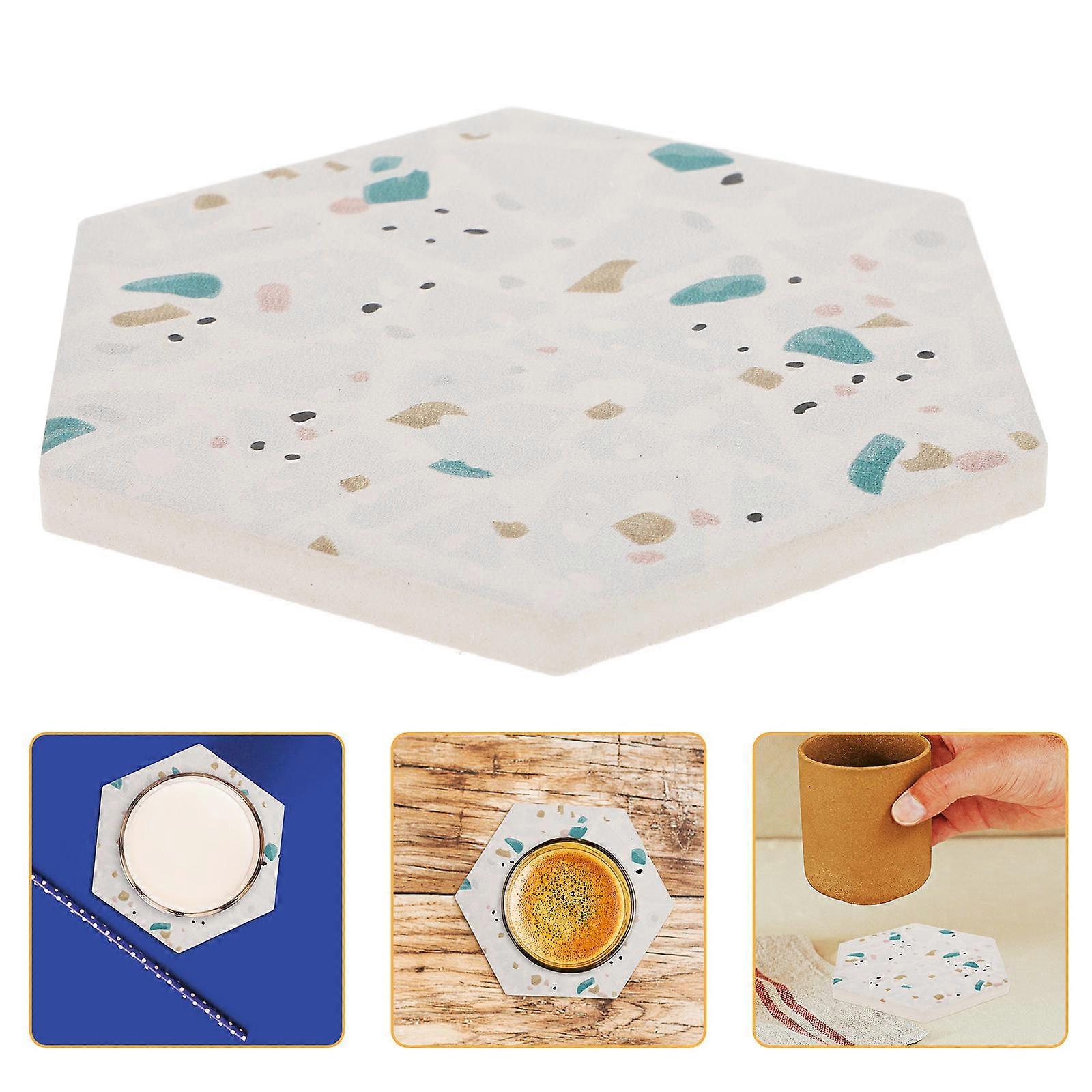 Absorbent Diatomite Coaster Hexagon Style for Household Use 4Pcs Set