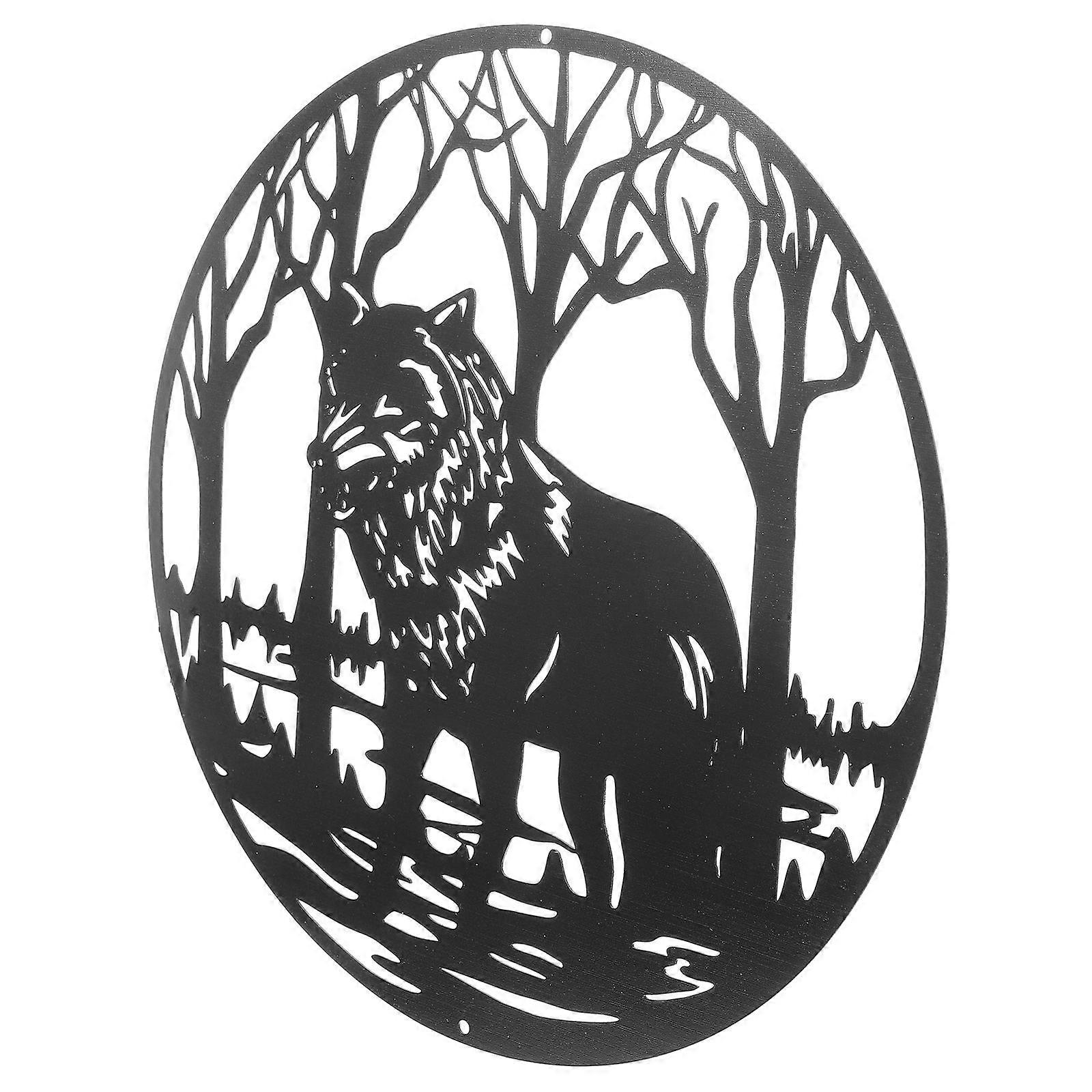 Metal Wall Art Wolf Sculpture for Home Hanging Decor 3Pcs Black Metal Pendant