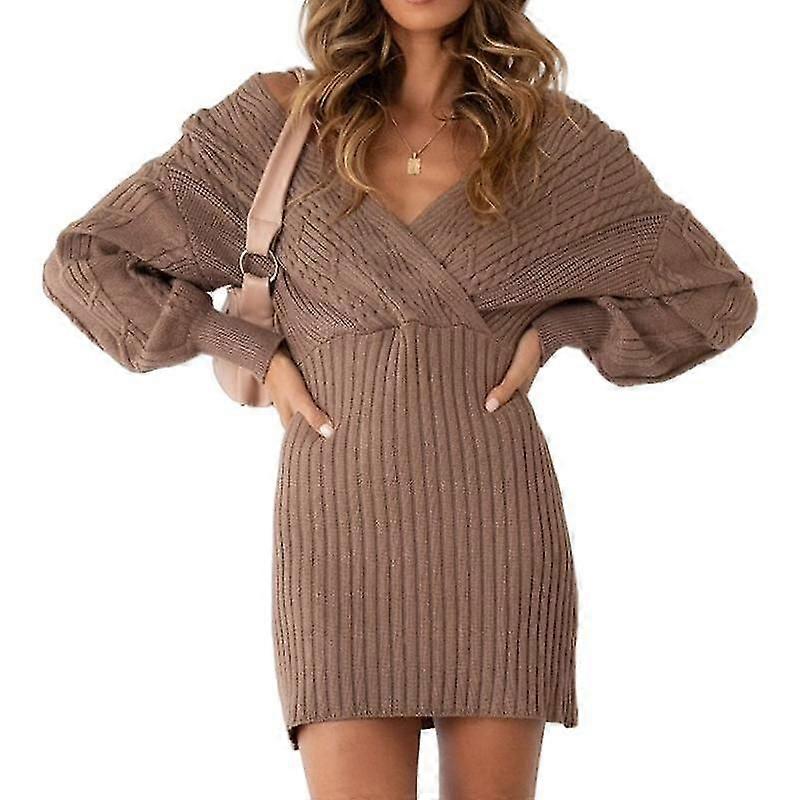 Strickkleid Hüftrock Damen Top Pullover