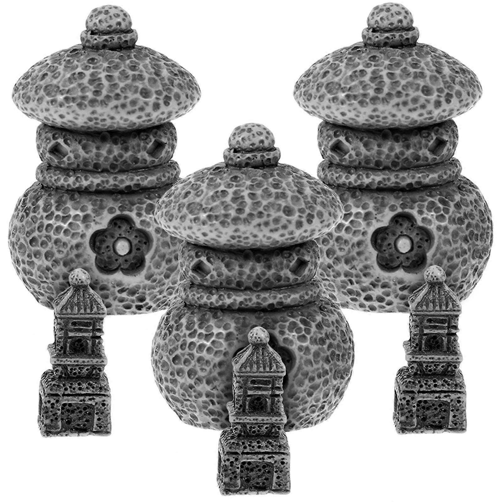 Dark Grey Resin Mini Stove Figurine Decorative Use Set of 3 Ideal for Indoor Decor
