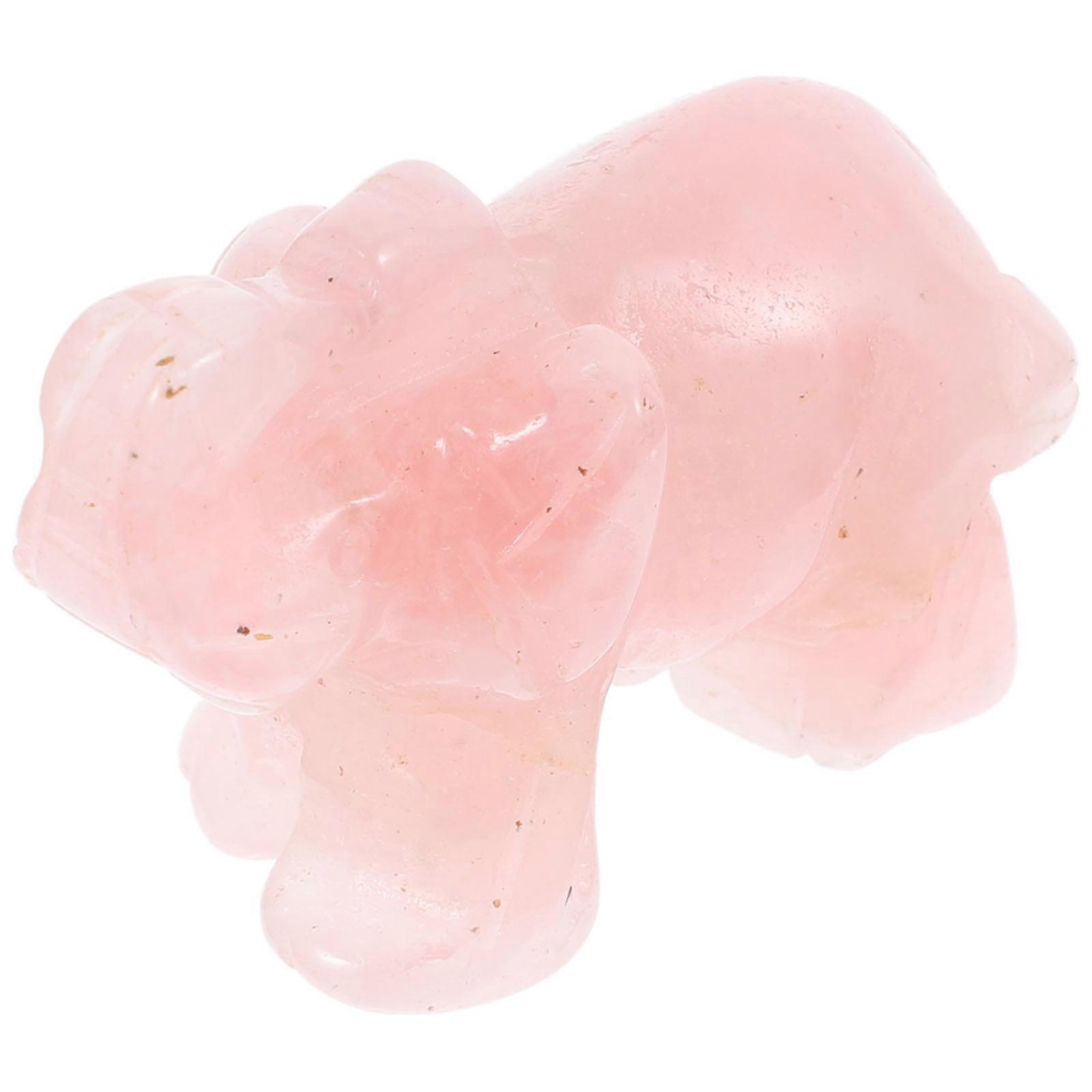 Decorative Pink Crystal Elephant Sculpture Figurines 5Pcs Set