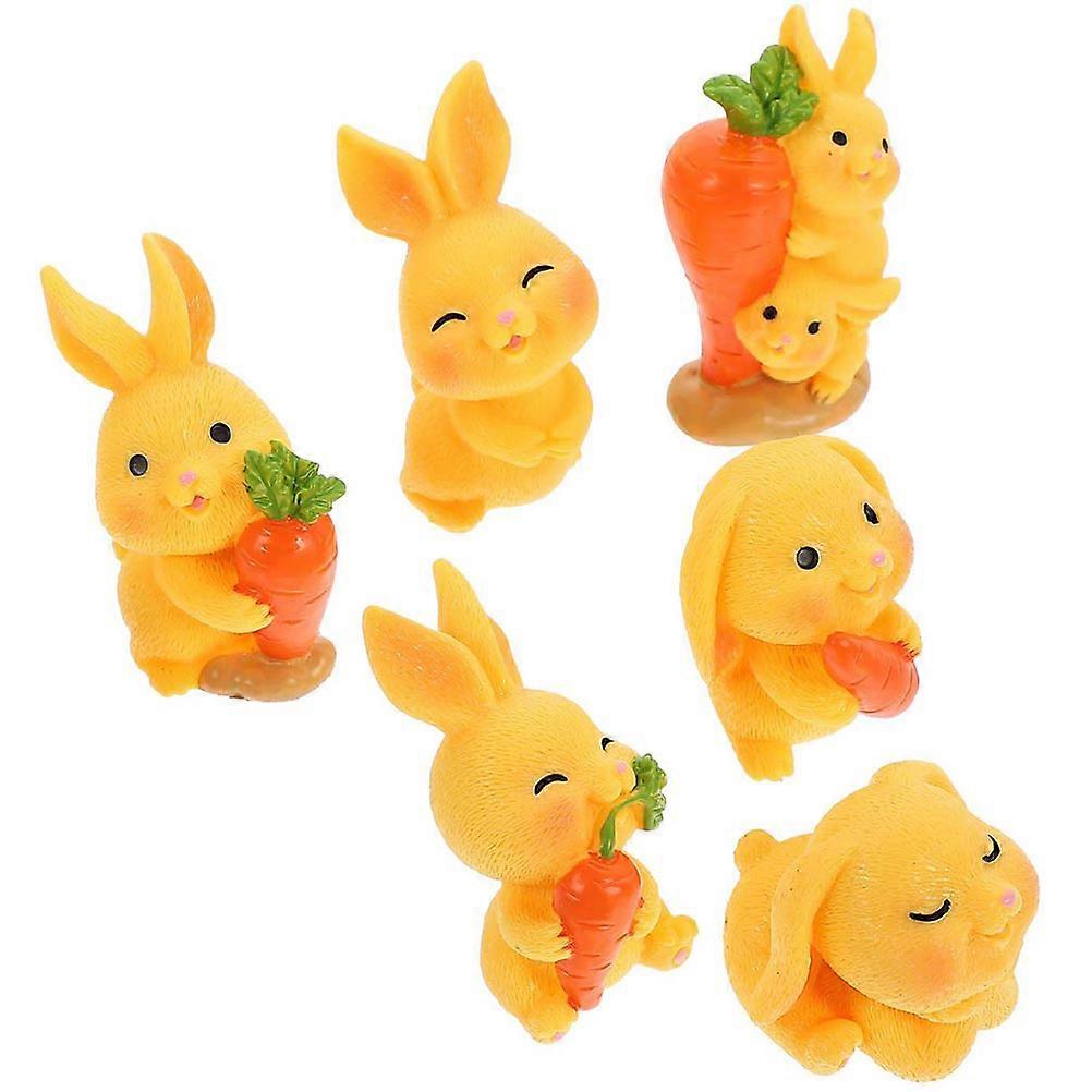 Yellow Desktop Rabbit Figures Multi-Function Mini Figurine Set 24Pcs