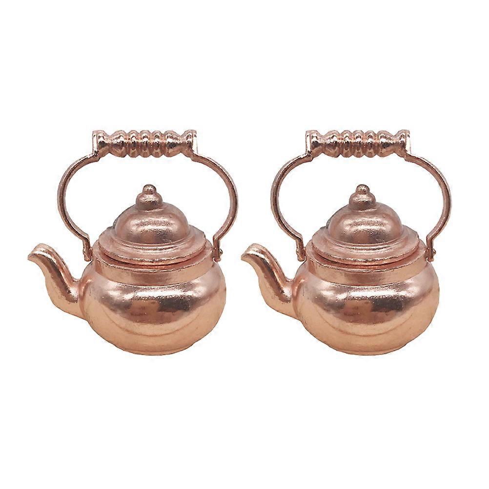 Miniature Decor Brass Simulated Teapot for 4Pcs Mini House Supply