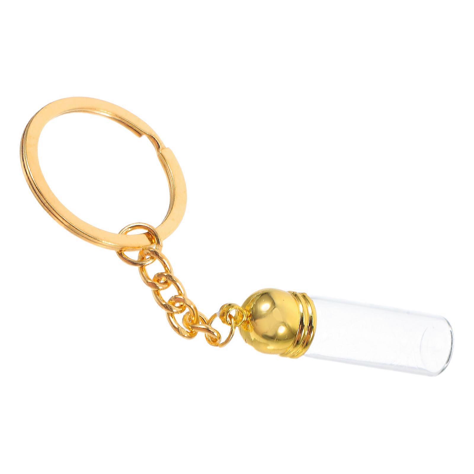 Refillable Perfume Bottle Keychain Glass for Storage Use 2Pcs Golden Color
