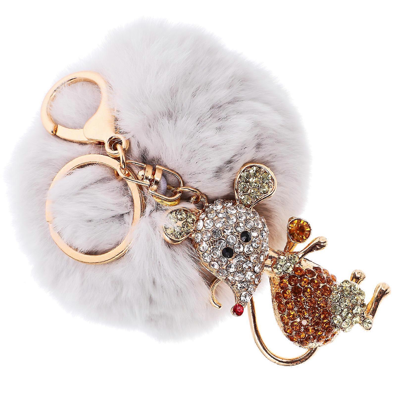 Plush Key Decoration Rhinestone Small Mouse for Decoration Gift