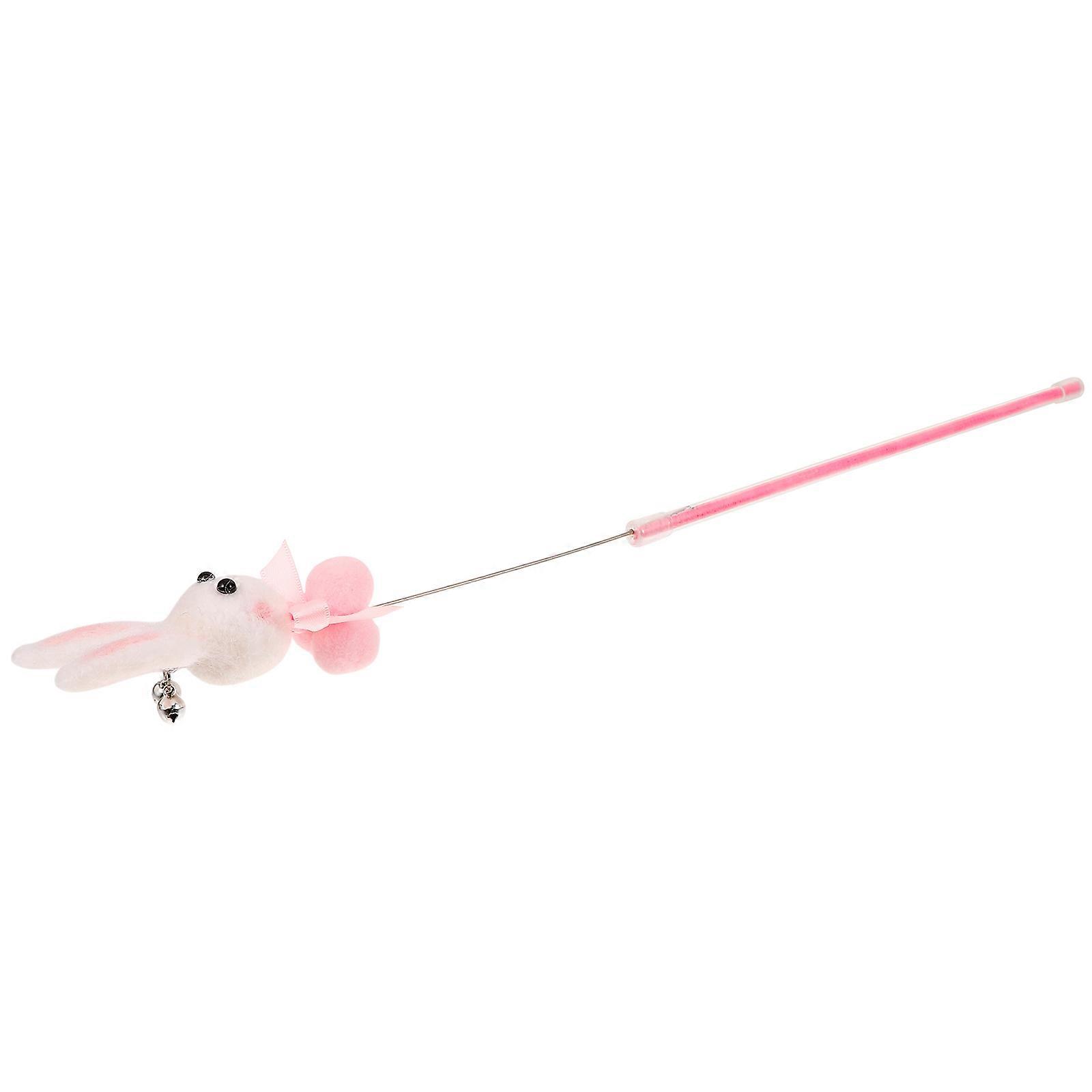 Cat Teaser Toy Interactive Wand for Playing 4Pcs Pink PVC Teaser Sticks