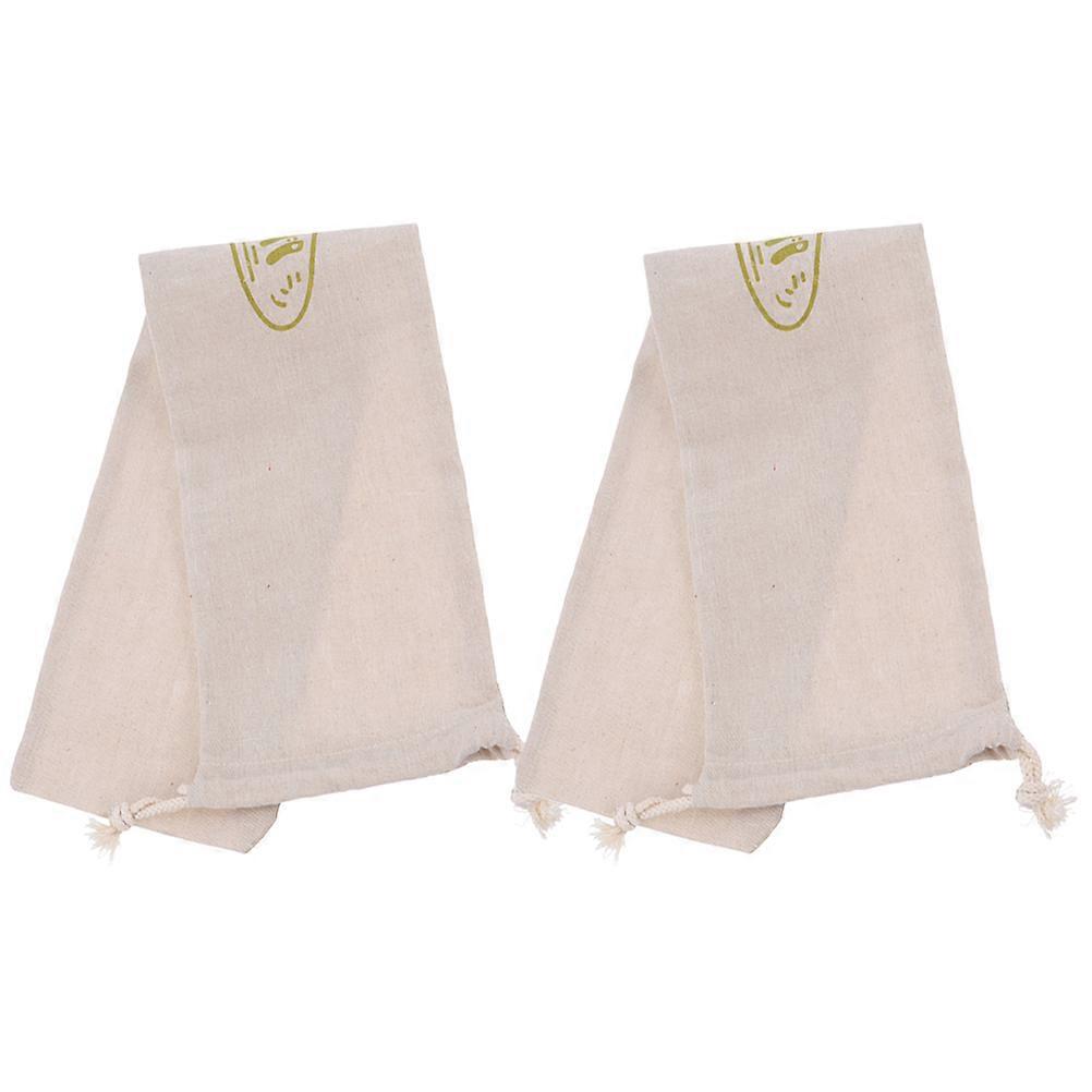 Beige Linen Bread Drawstring Bags for Wrapping 6Pcs Storage Bags