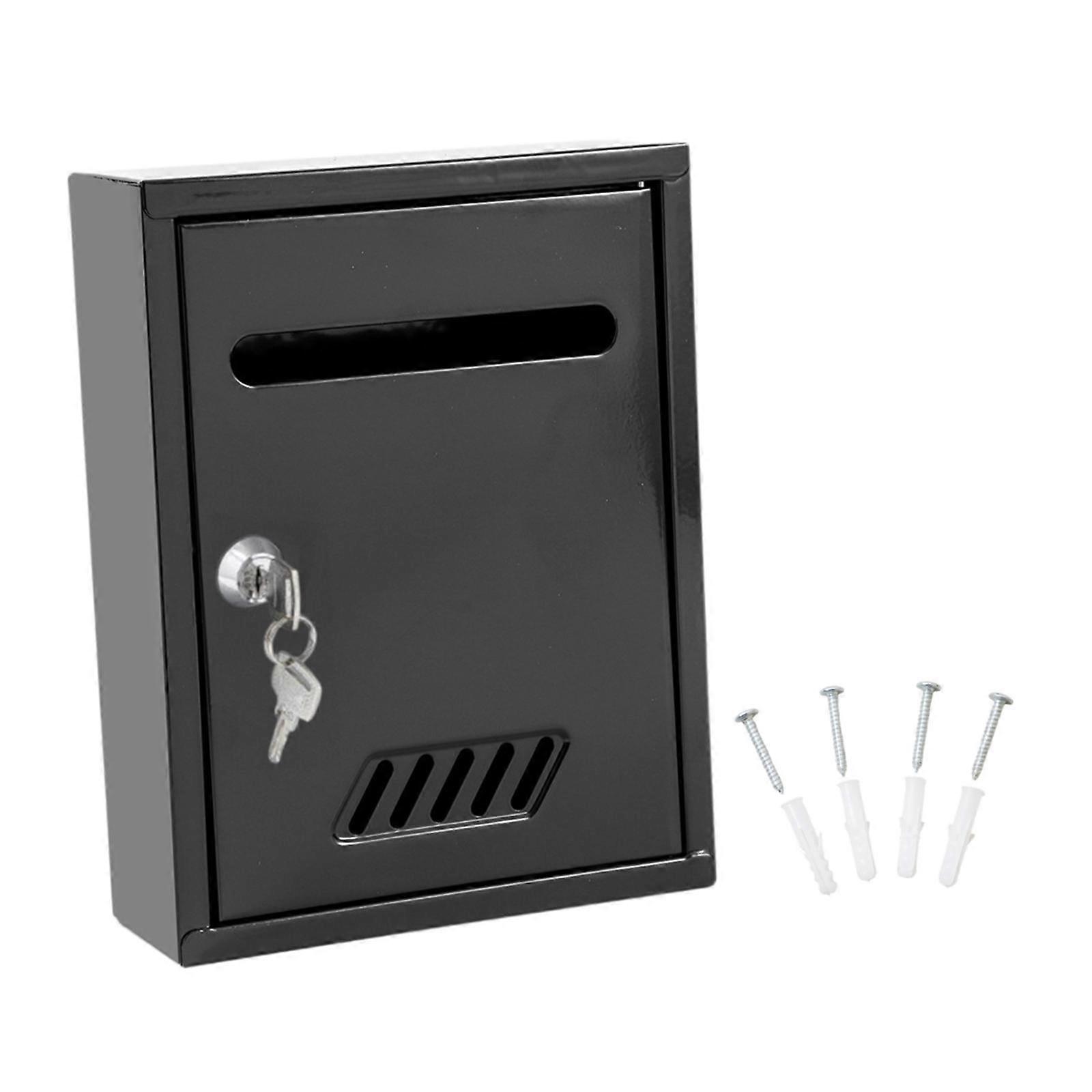 Wall Mount Mailbox Large Locking Mail Box for Home Decoration House External Black