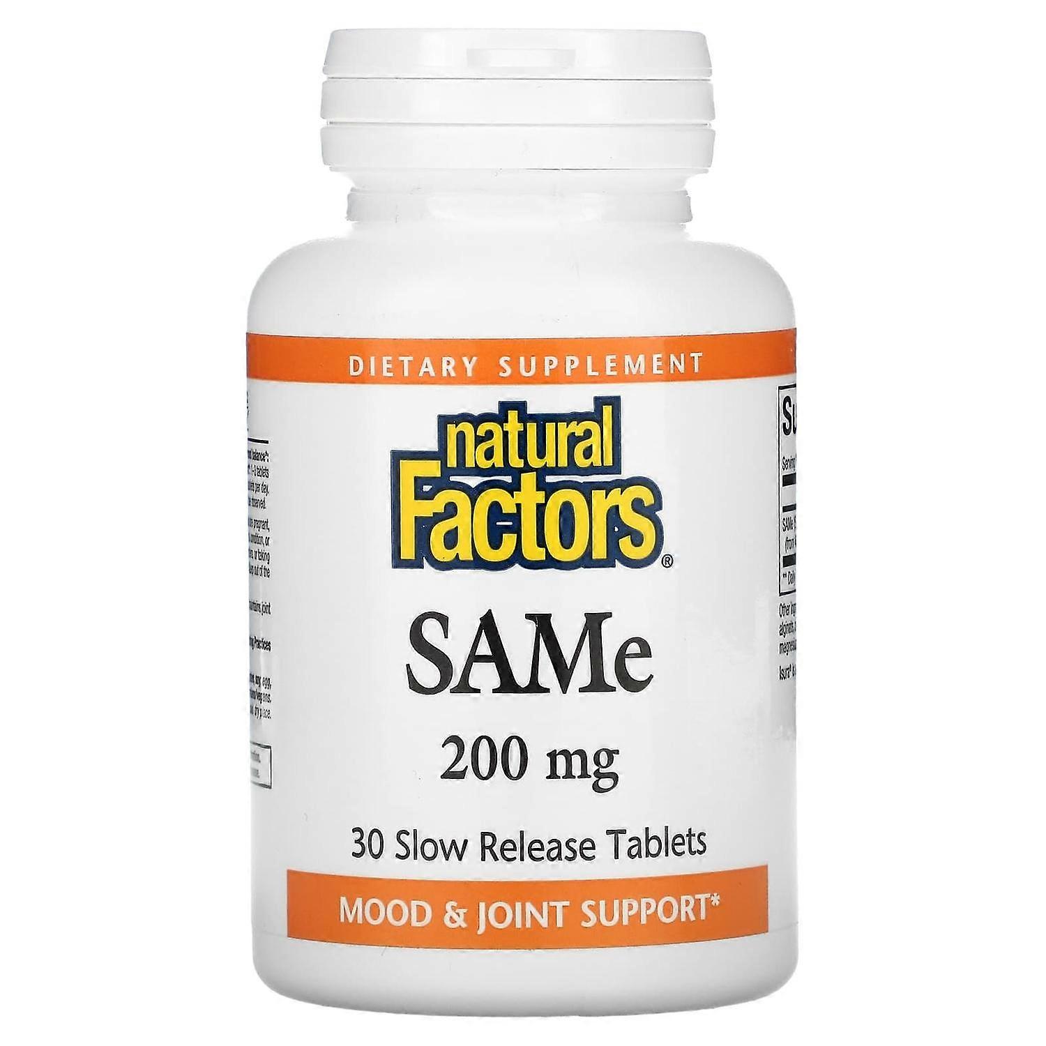 Natural Factors, SAMe (Disulfate Tosylate), 200 mg, 30 Slow Release Tablets