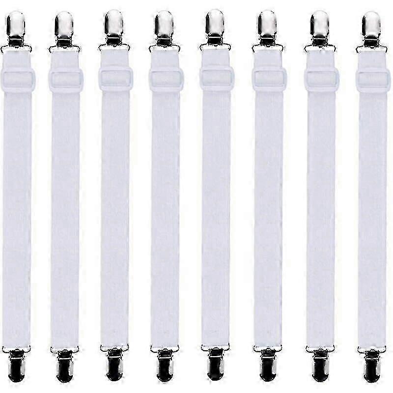 -8Pcs (30cm to 120cm) Adjustable Fitted Sheet Bed Sheet Tensioner, Adjustable Tensioners, Suitable for All Beds and Mattresses,White