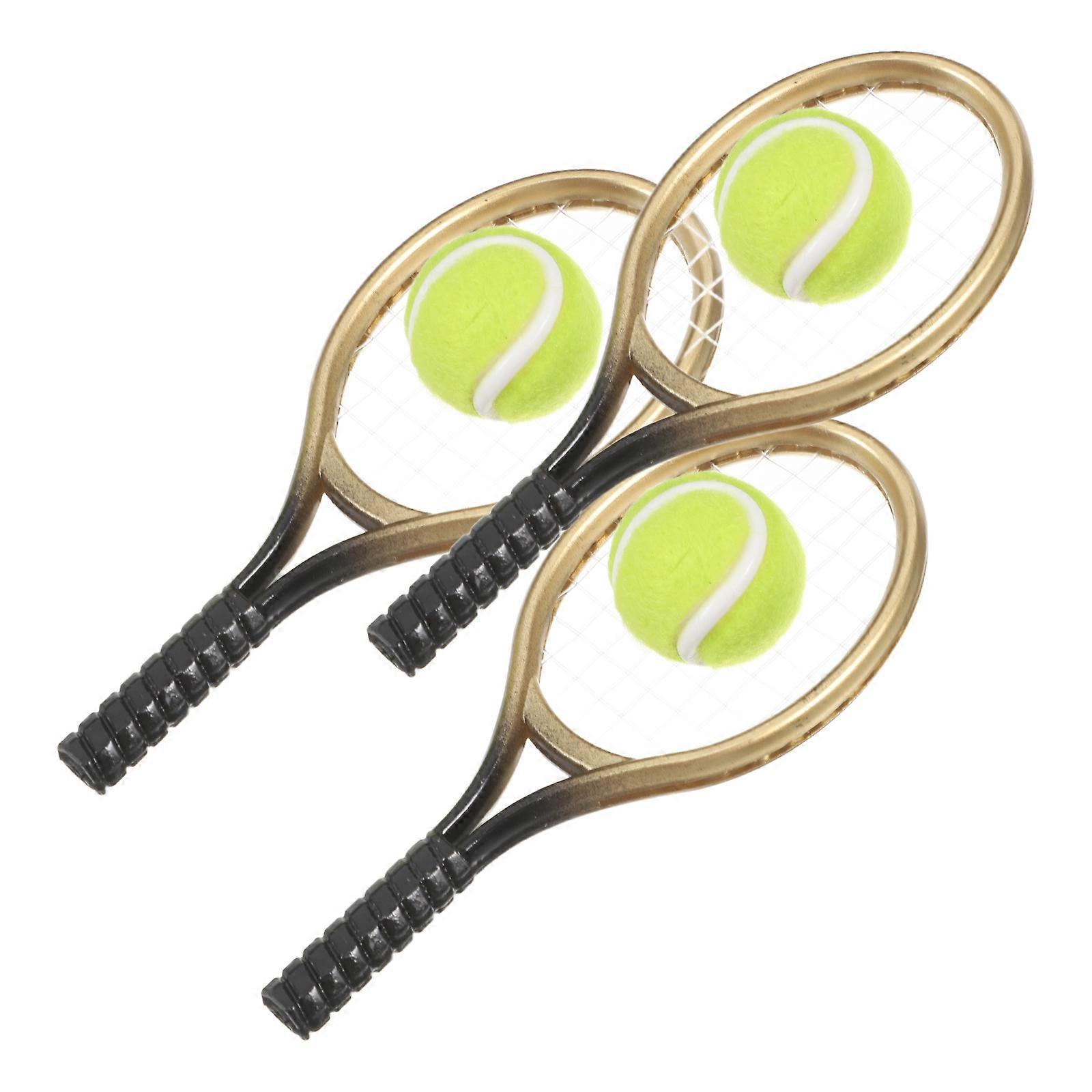 Miniature Tennis Racket and Ball Set for Play 9Sets Realistic Sports Equipment