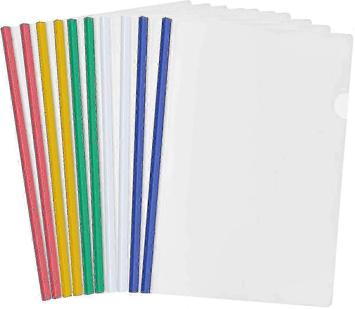 10 Sheets Plastic A4 Sliding File Folder, Clear Report Covers Folder With Sliding Bar Bind Random Color