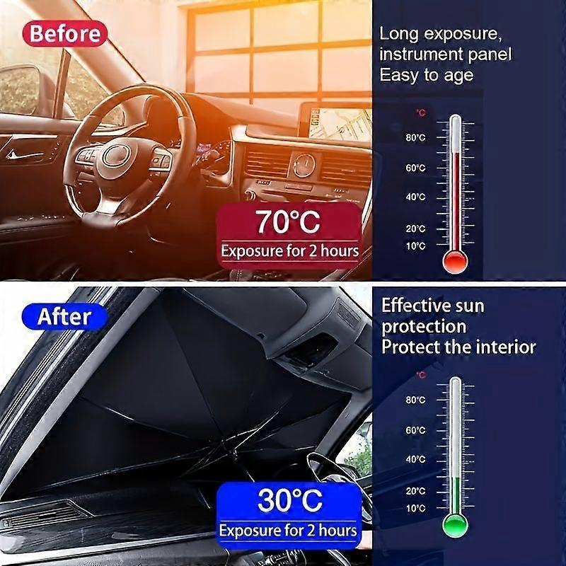UPF50+ Compact Roll-Up Sunshade for Front Window Heat Insulation and UV Protection NO.0193