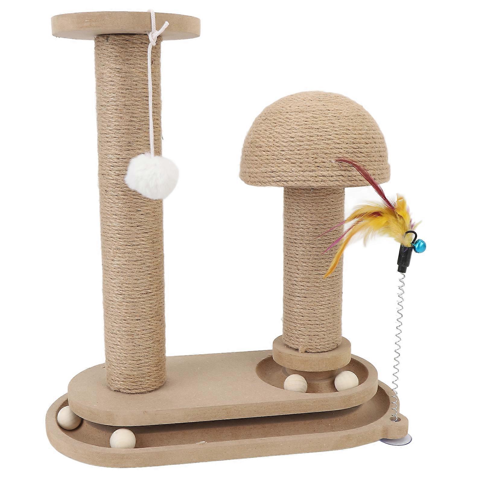Stable Density Board Cat Scratching Post with Interactive Turntable Toy