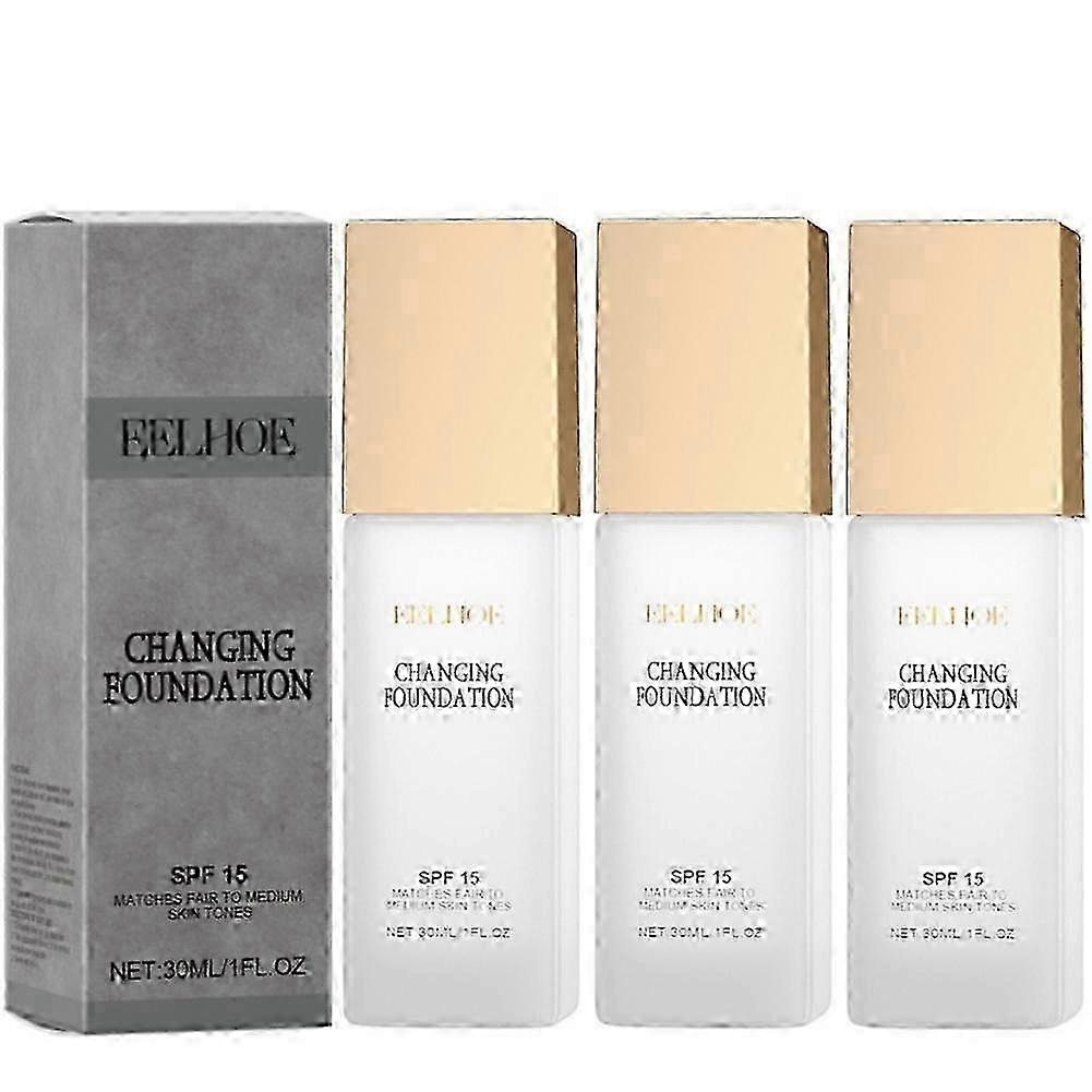 1-3X Skin Changing Foundation Nature Colour-Changing Foundation til kvinder, Hydrerende Magic Skin Changing Foundation, Fugtgivende Letvægts Ikke-fedtende 2