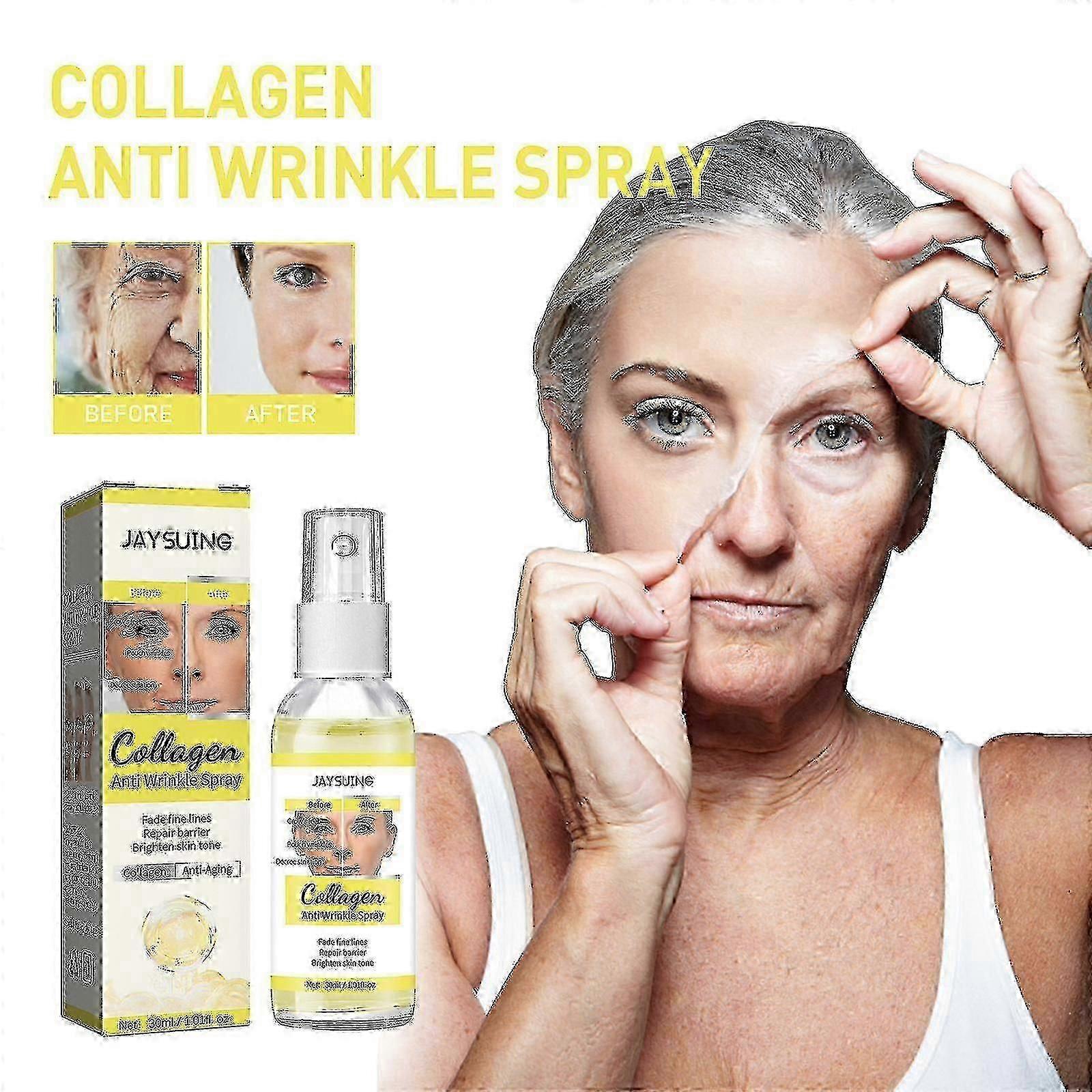 بخاخ Jaysuing Collagen المضاد للتجاعيد يرطب ويشد ويتلاشى الخطوط الدقيقة ويزيل الميلانين ويضيء البشرة BF