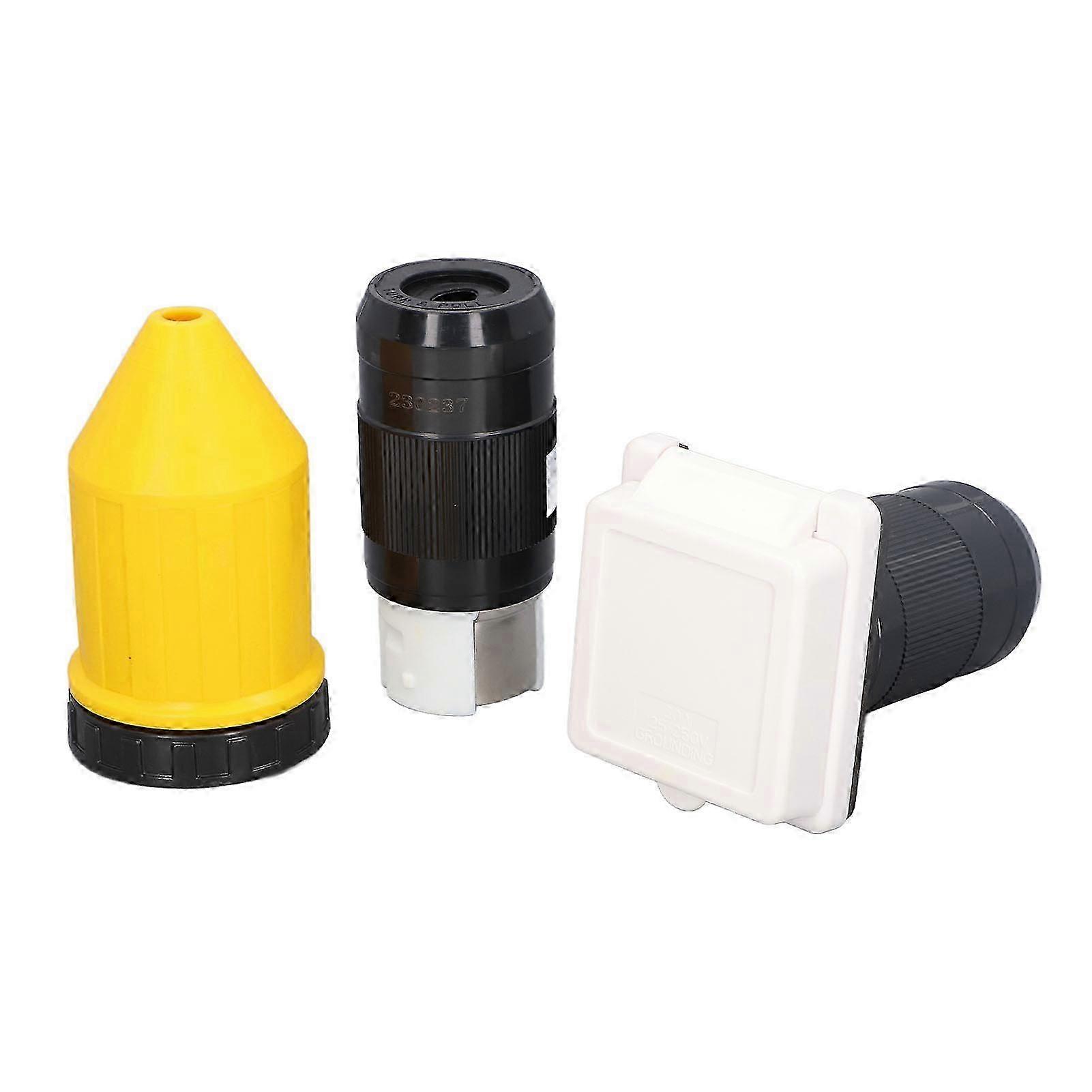 RV Power Inlet Plug Set 50 AMP Electrical Power Inlet with Connector Plug Cord Cover Ring 125V 250VAC