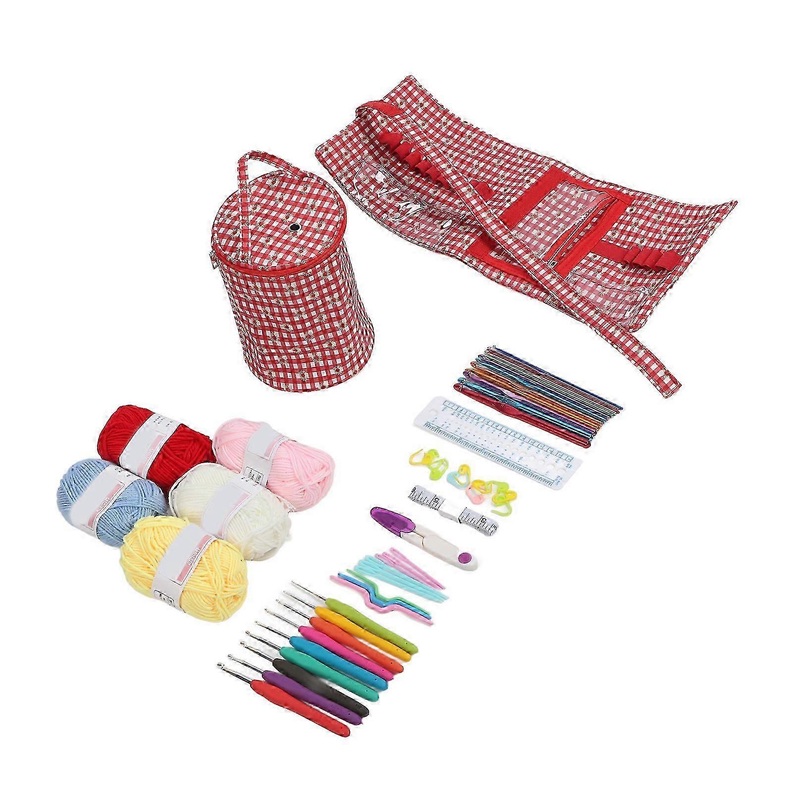 Portable Crochet Kit with Hooks, Yarn & Multipurpose Bag for Beginners/Professionals