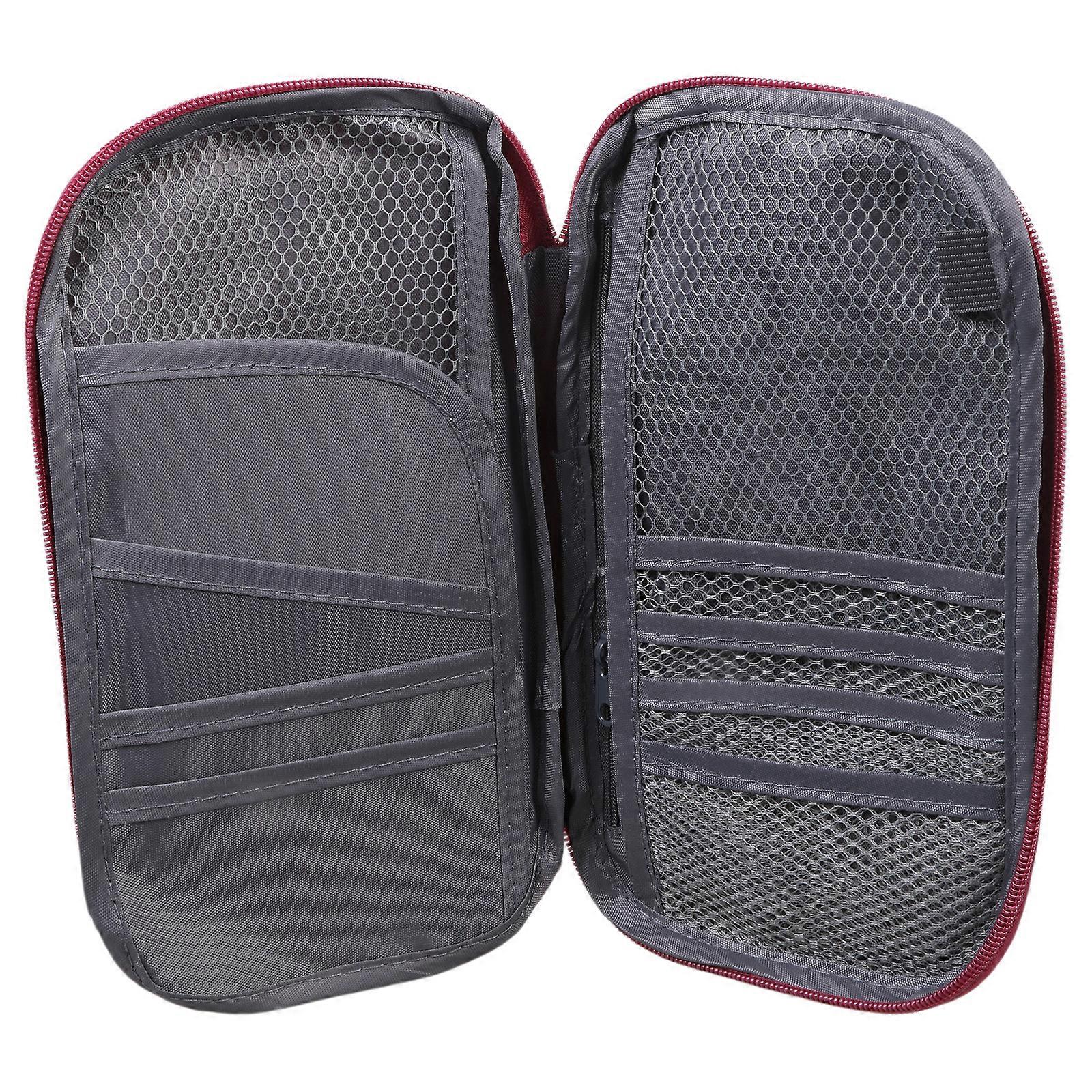 Compact Travel Document Organizer With Mesh Pockets And Ergonomic Design For Efficient Airport Security Checks  Wine red