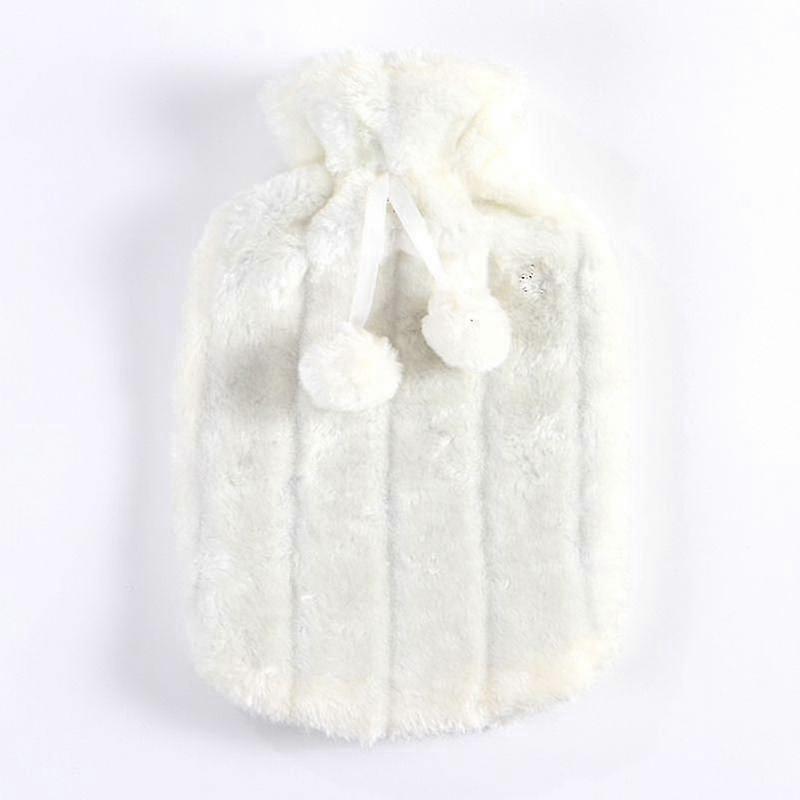 暖かいフェイクファーフリースニットカバー付き大きな2l天然ゴム温水ボトル