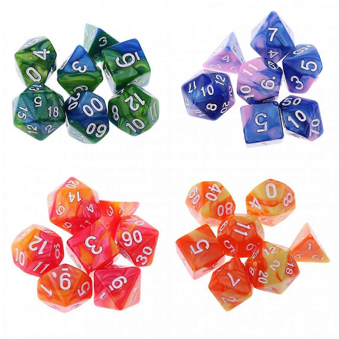 28pcs Polyhedral Dice Set Colorful Acrylic Dice Set ( D4 + D6 + D8 + D10 + D12 + D20 )