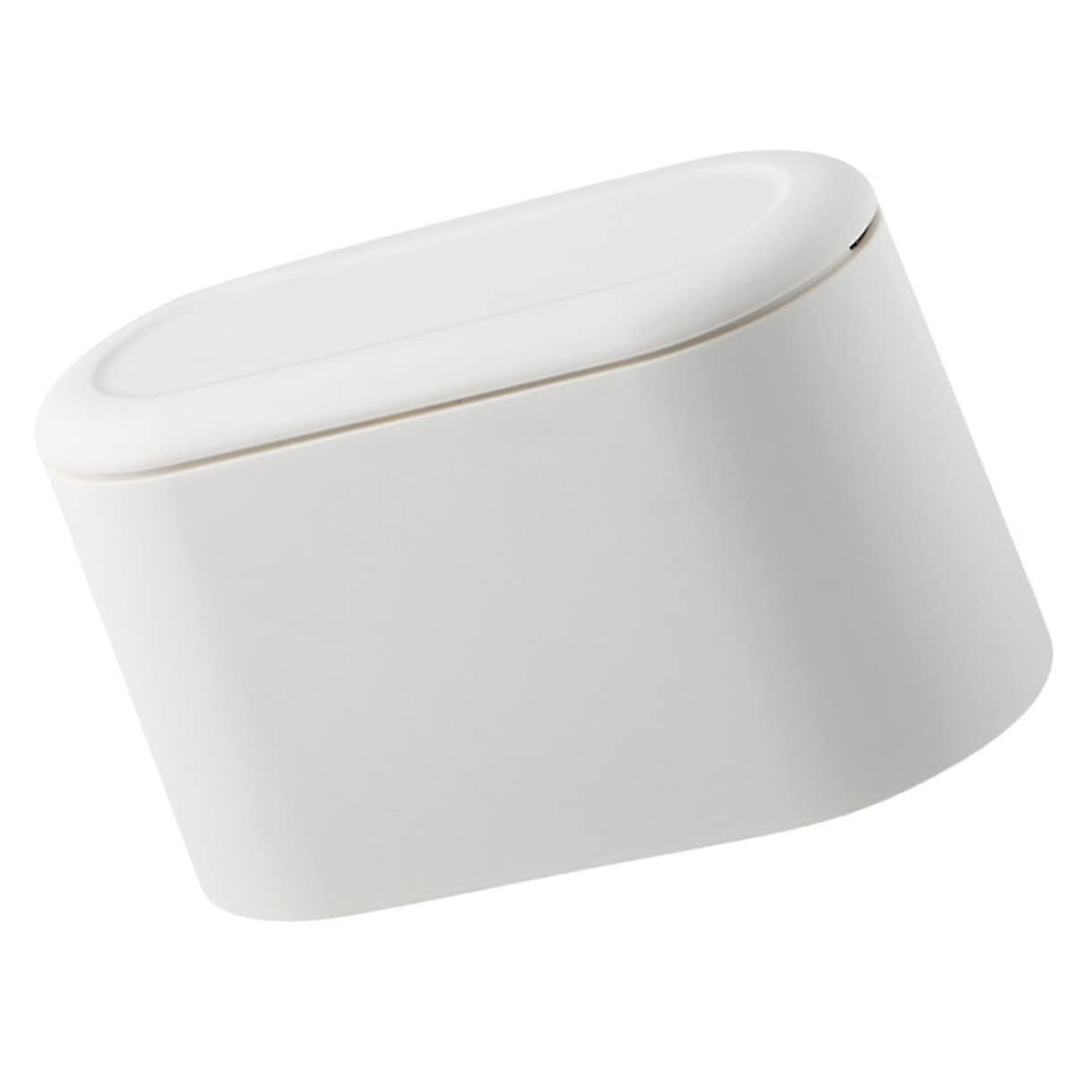 Mini Desktop Trash Can Press Lid, DoubleLayer Waste Bin, White WearResistant Plastic For Home And Office