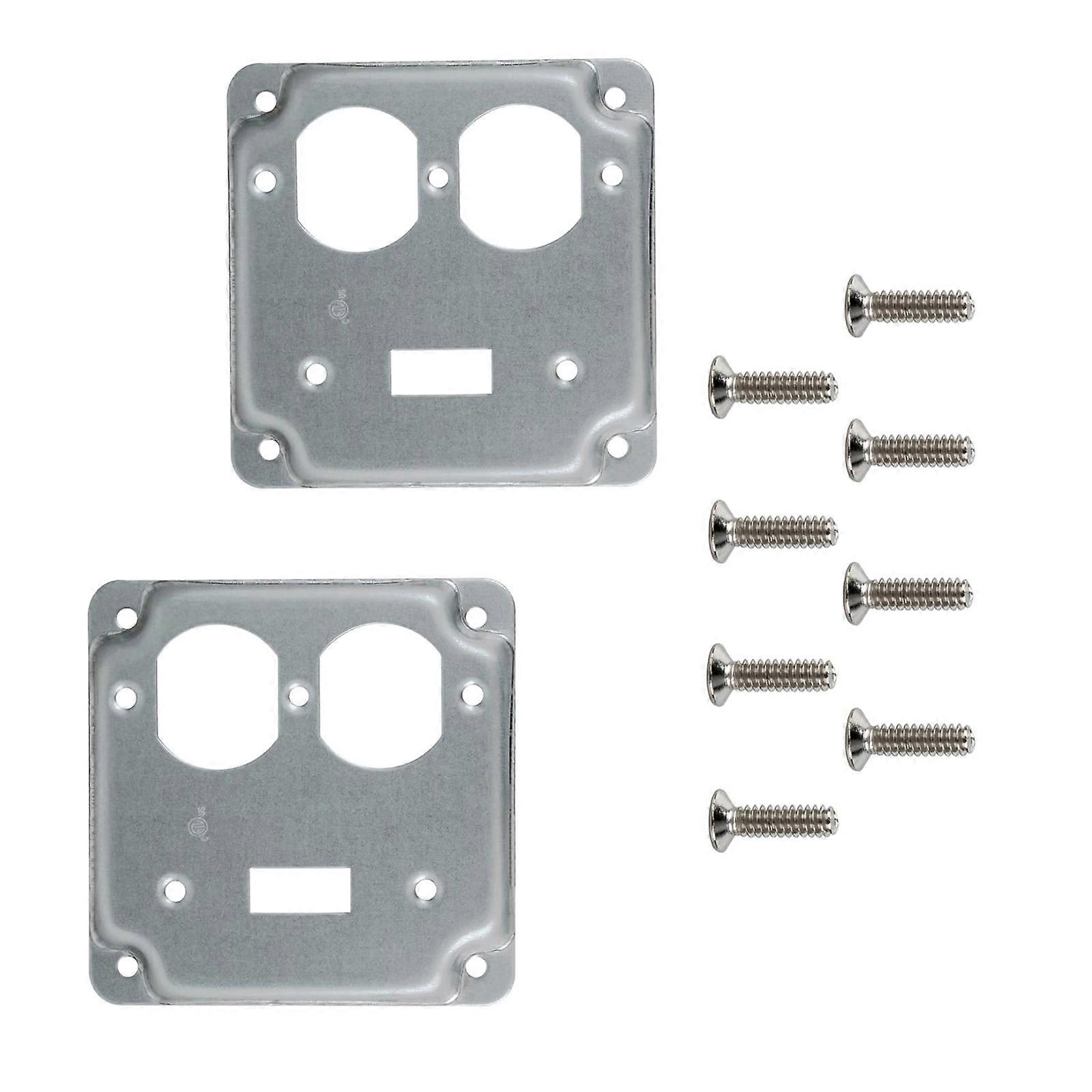 2Pce Multipurpose Industrial Square Metal Box Covers Scratch Resistant Surfaces for Toggles Switches Installation Multicolor